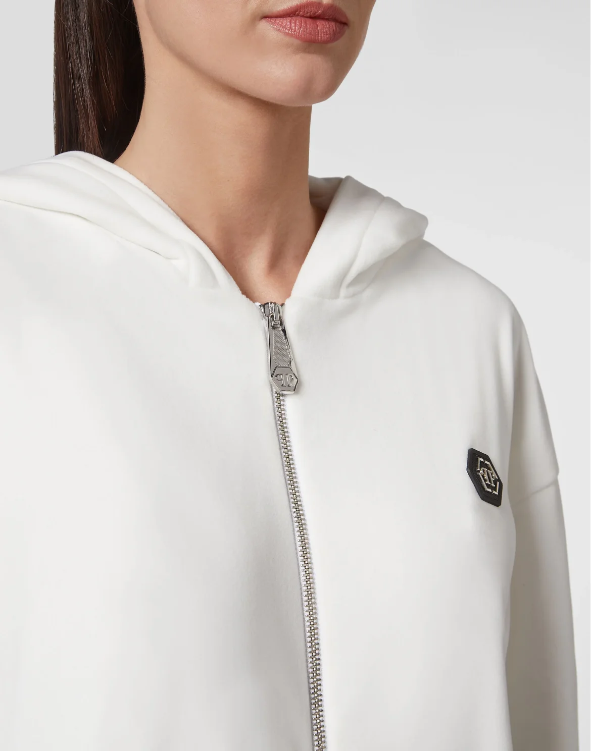 Hoodie Sweatjacket with Crystals, цвет: Белый