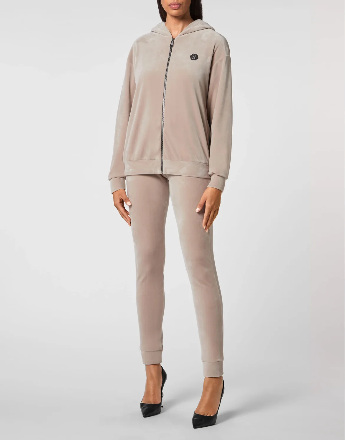Hoodie Sweatjacket with Crystals, цвет: Бежевый