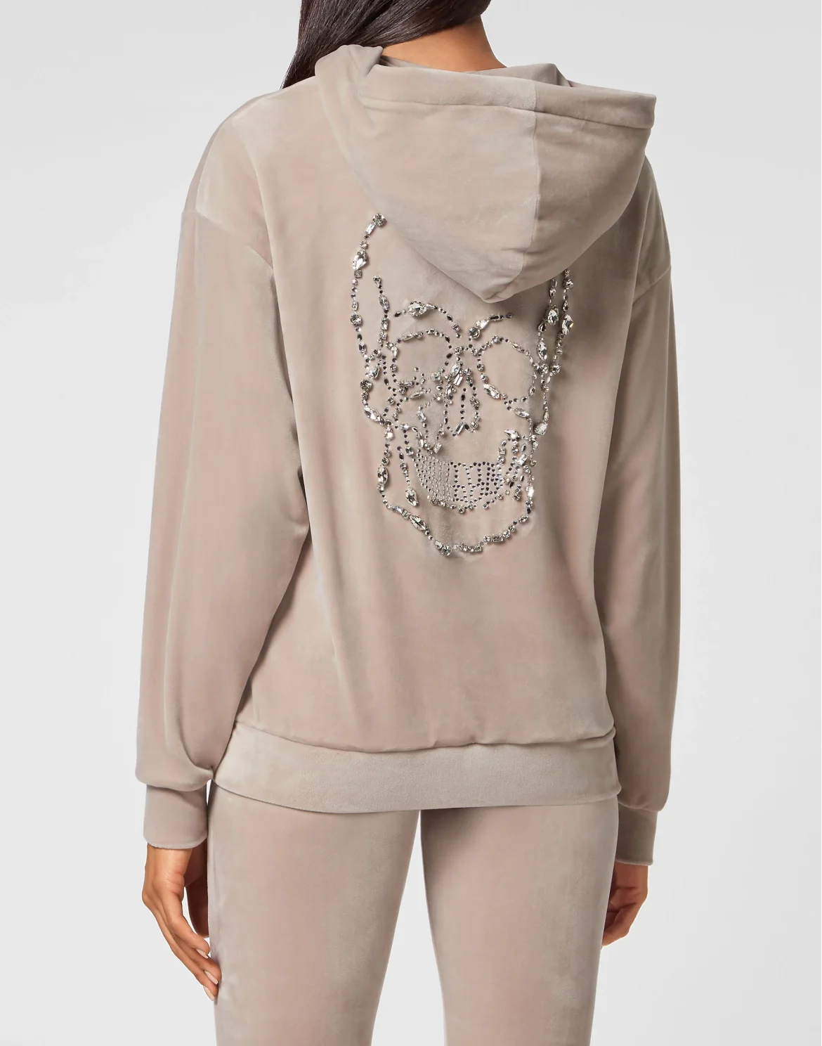 Hoodie Sweatjacket with Crystals, цвет: Бежевый