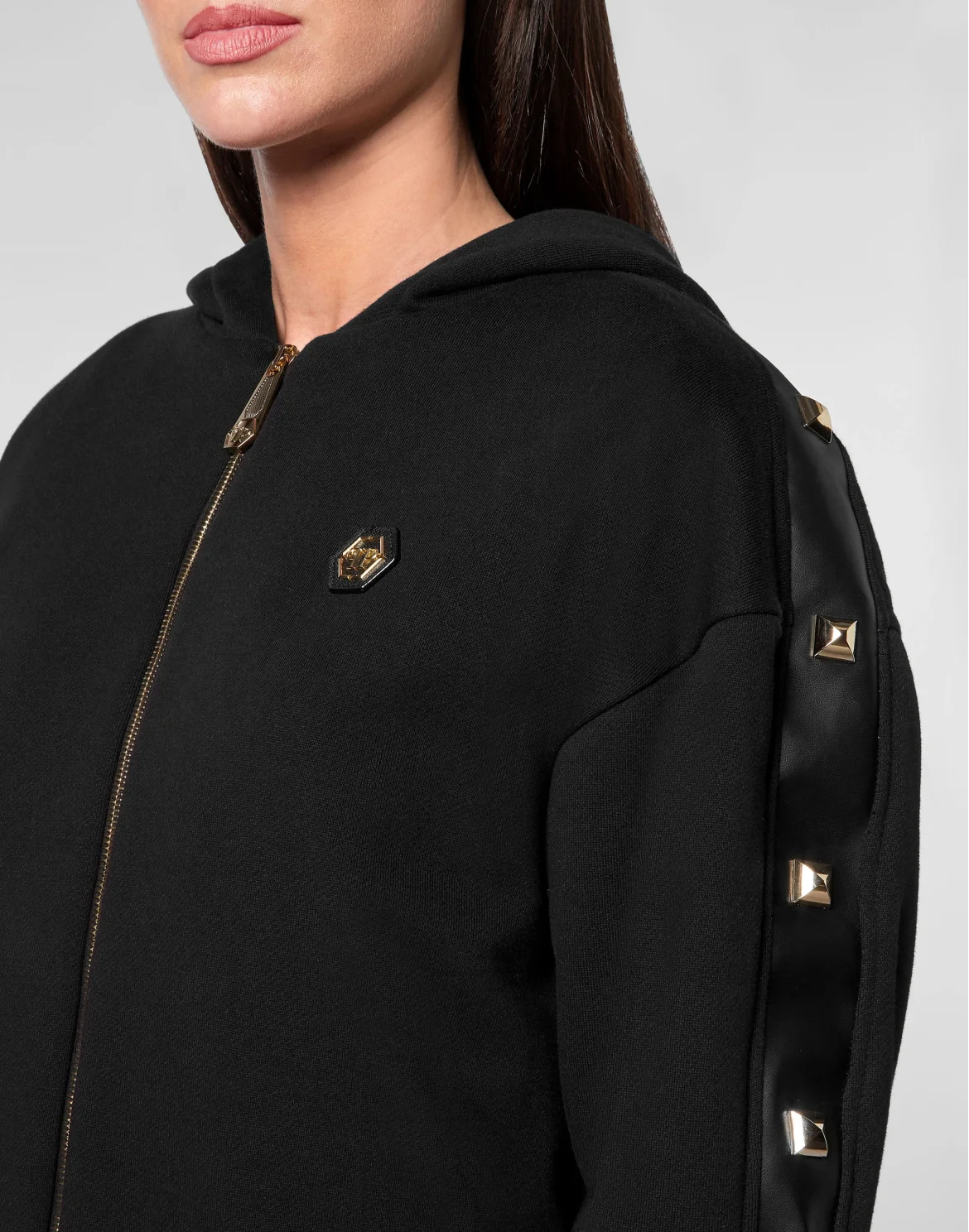 Hoodie Full Zip Studs, цвет: Черный