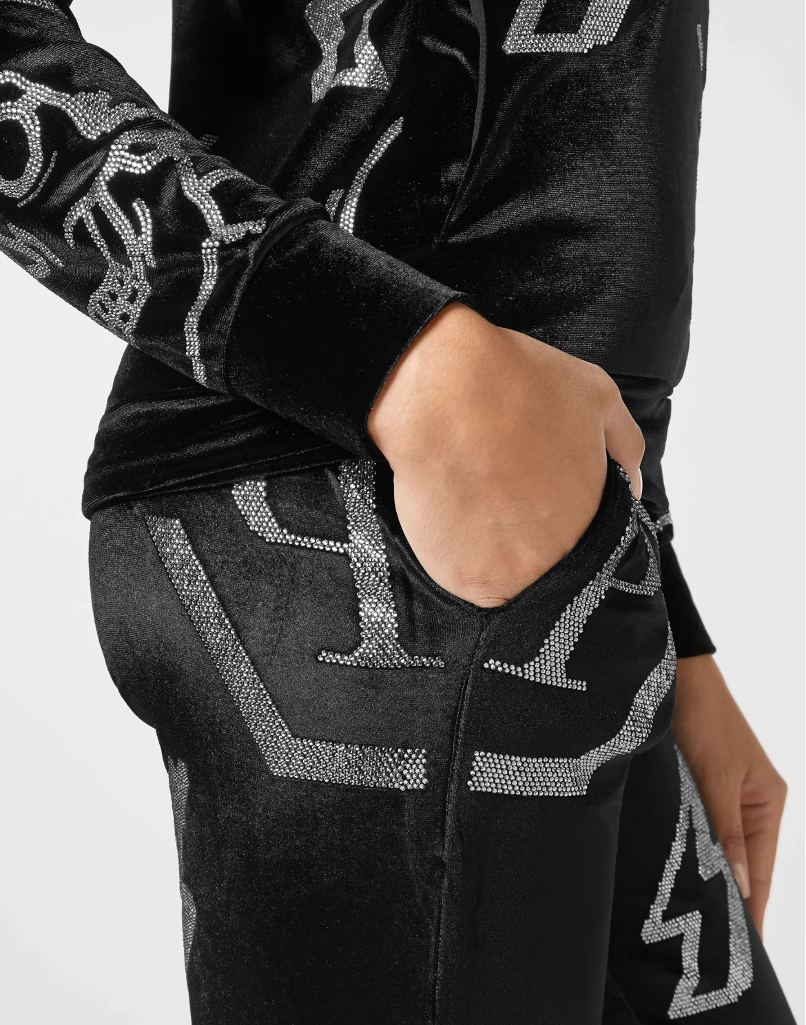 Tracksuit Hoodie/Trousers Monogram  with Crystals, цвет: Черный