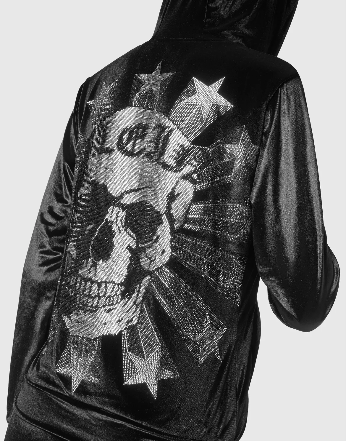 Velvet Jogging tracksuit:Top/Trousers Skull strass, цвет: Черный