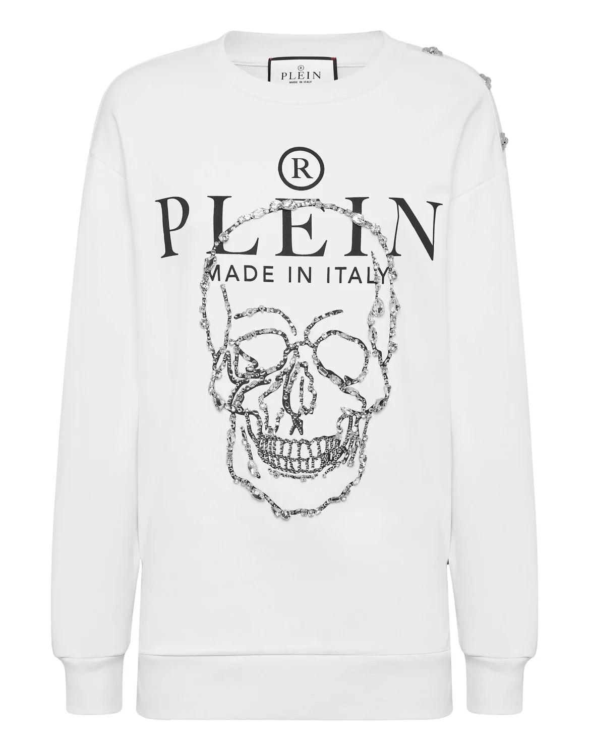 Sweatshirt LS Crystal Skull with Crystals, цвет: Белый