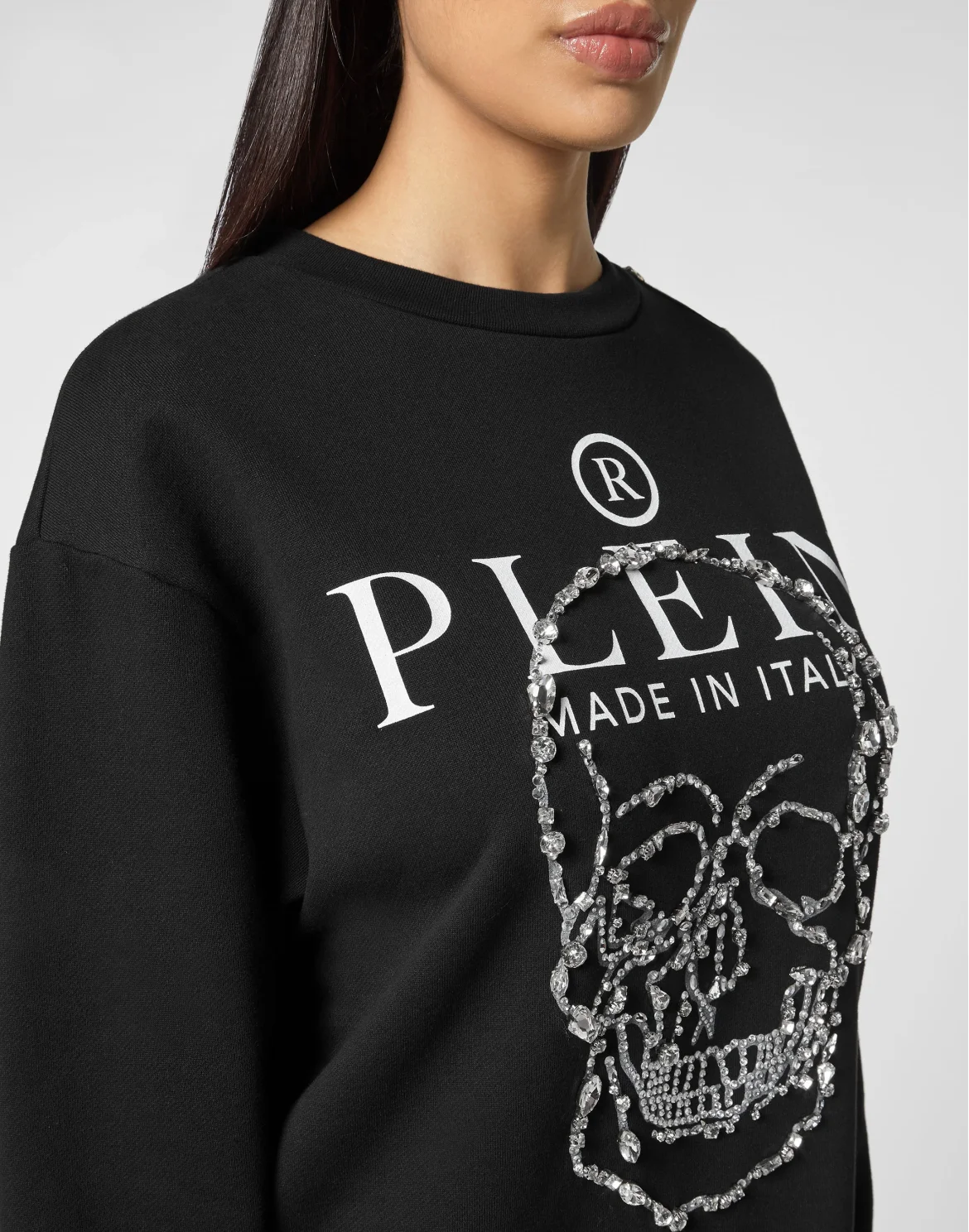 Sweatshirt LS Crystal Skull with Crystals, цвет: Черный