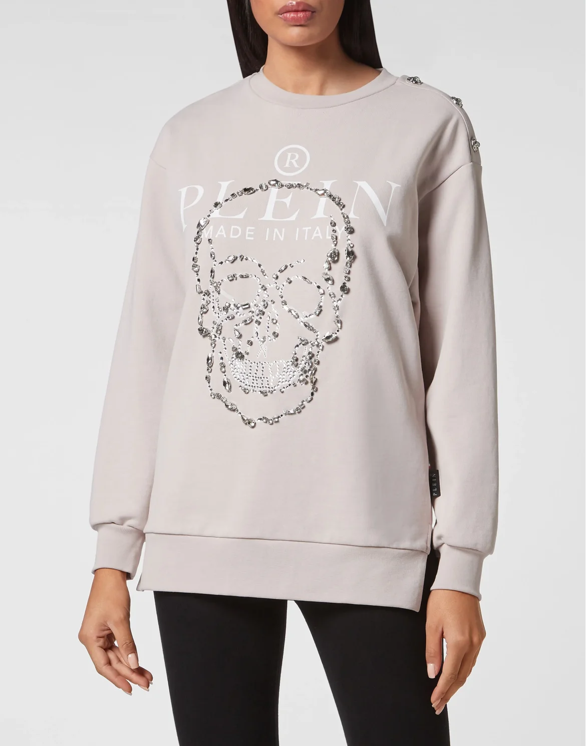 Sweatshirt LS Crystal Skull with Crystals, цвет: Бежевый