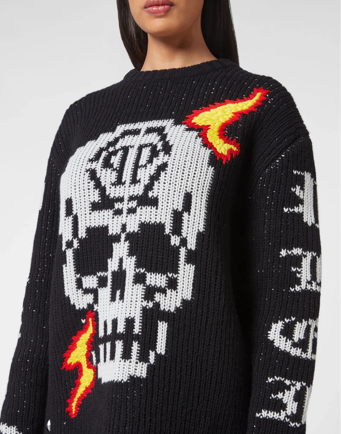 Round Neck Pullover LS Skull, цвет: Черный