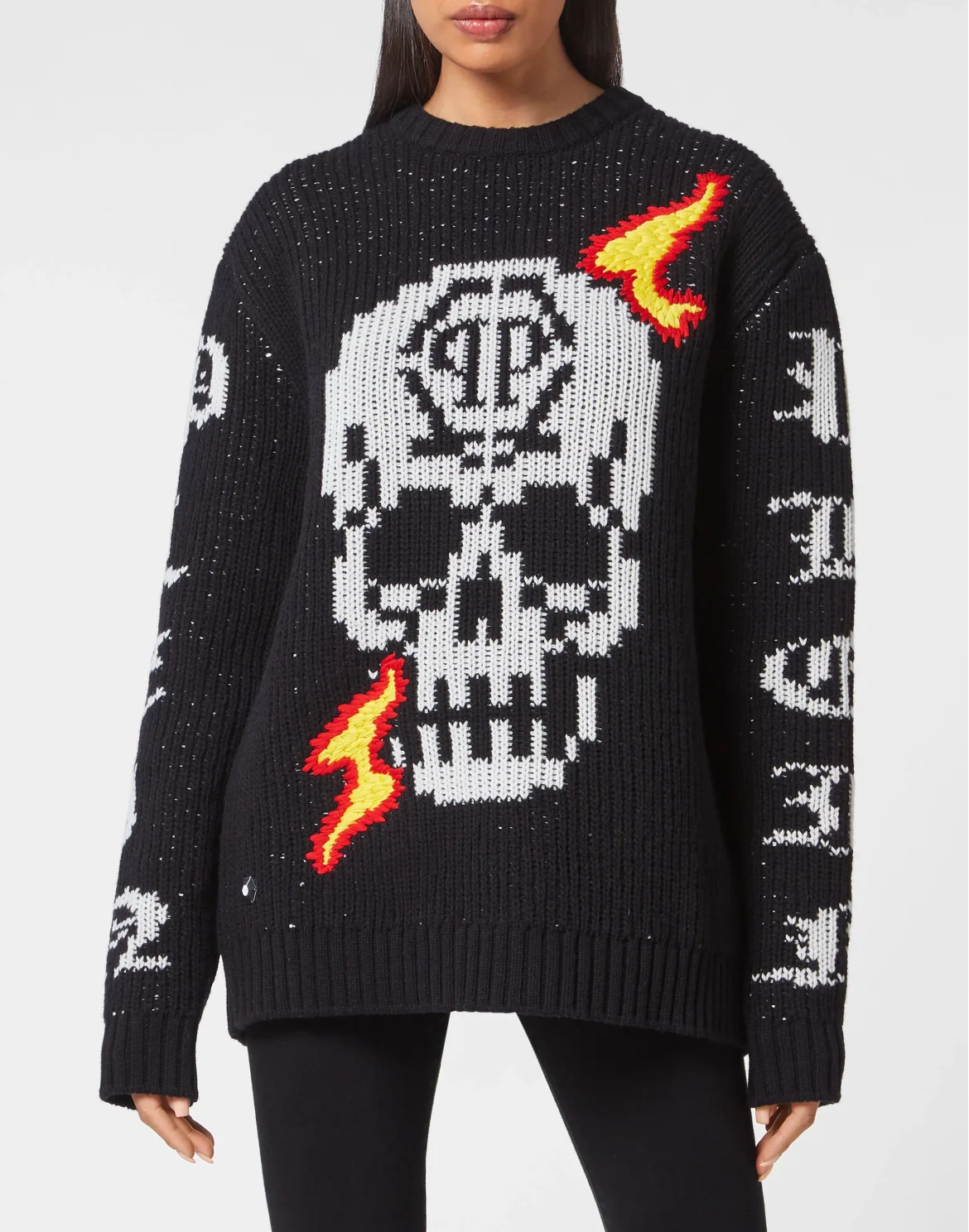 Round Neck Pullover LS Skull, цвет: Черный