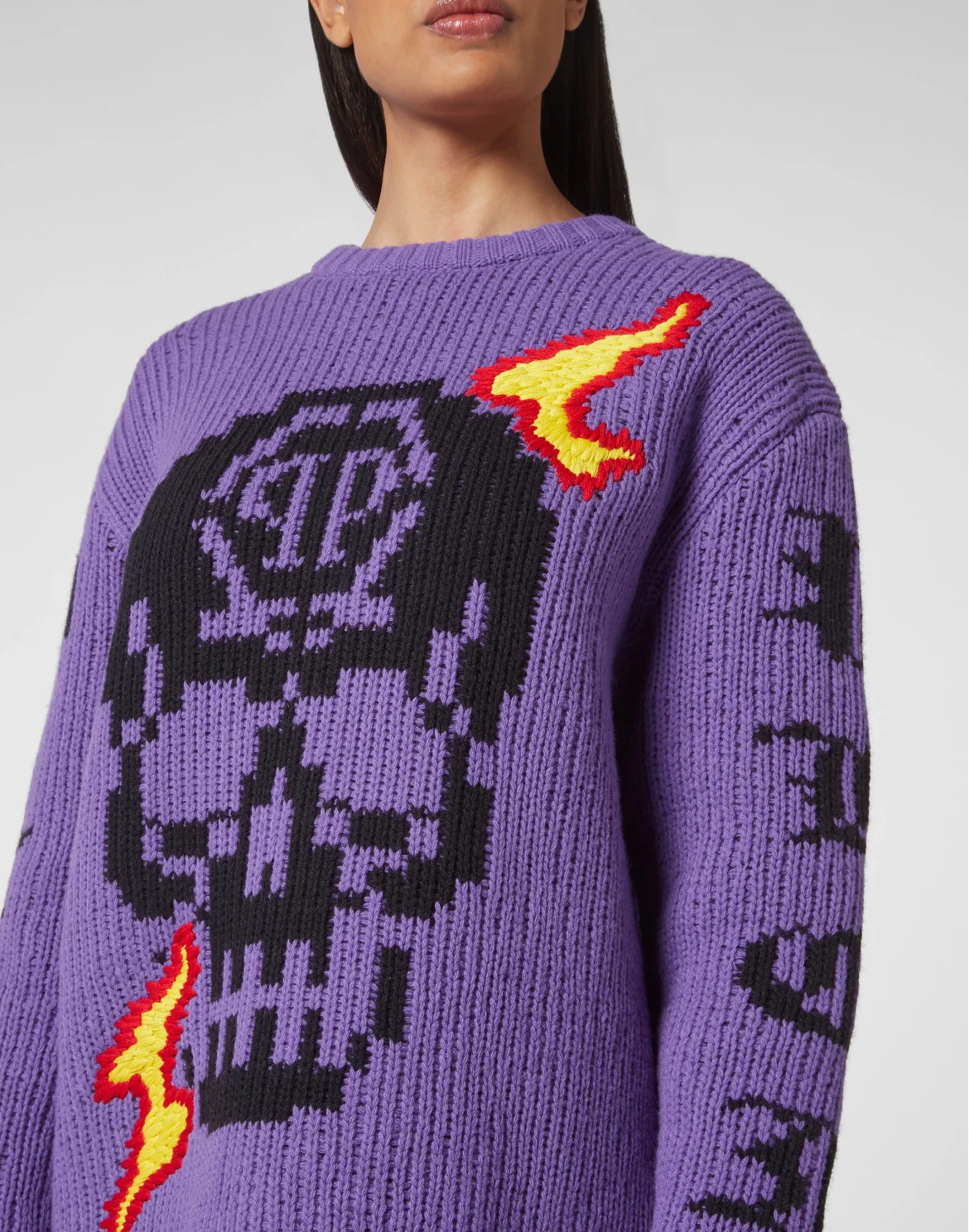Round Neck Pullover LS Skull, цвет: Фиолетовый