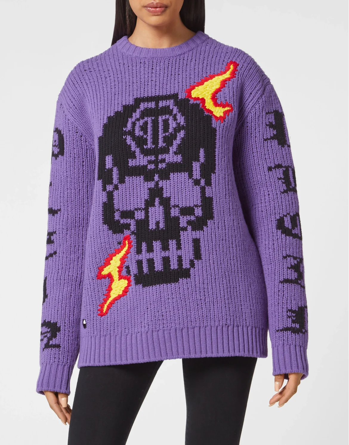 Round Neck Pullover LS Skull, цвет: Фиолетовый
