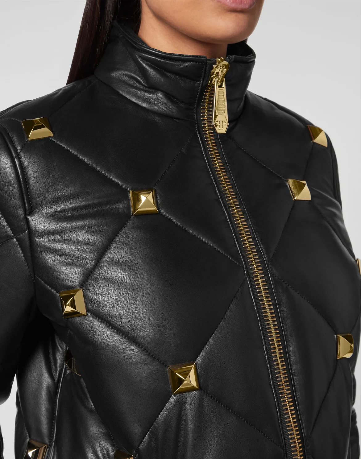 Leather PufferJacket, цвет: Черный