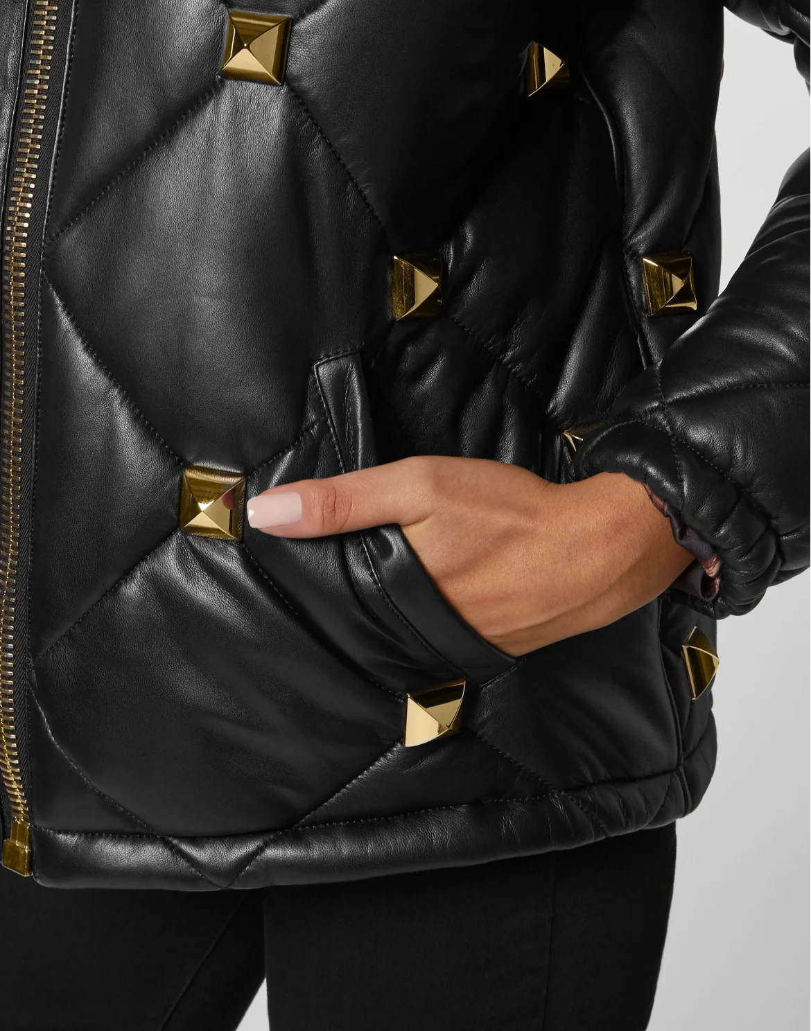 Leather PufferJacket, цвет: Черный