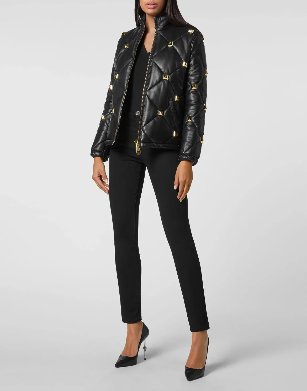 Leather PufferJacket, цвет: Черный