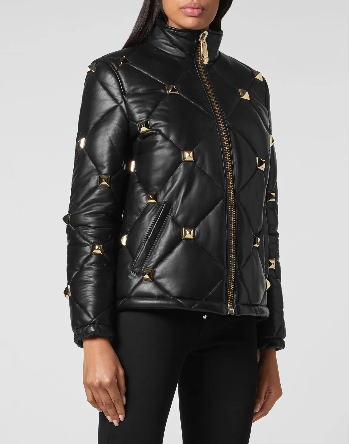 Leather PufferJacket, цвет: Черный