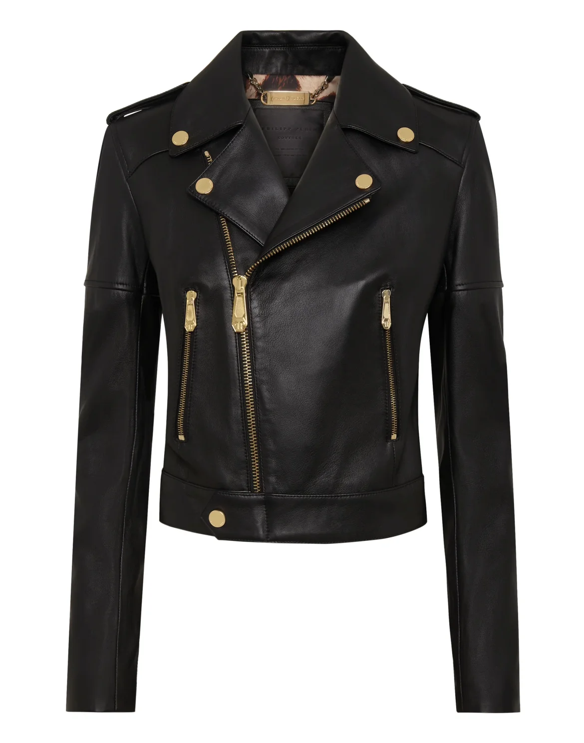 Leather Biker Jacket, цвет: Черный