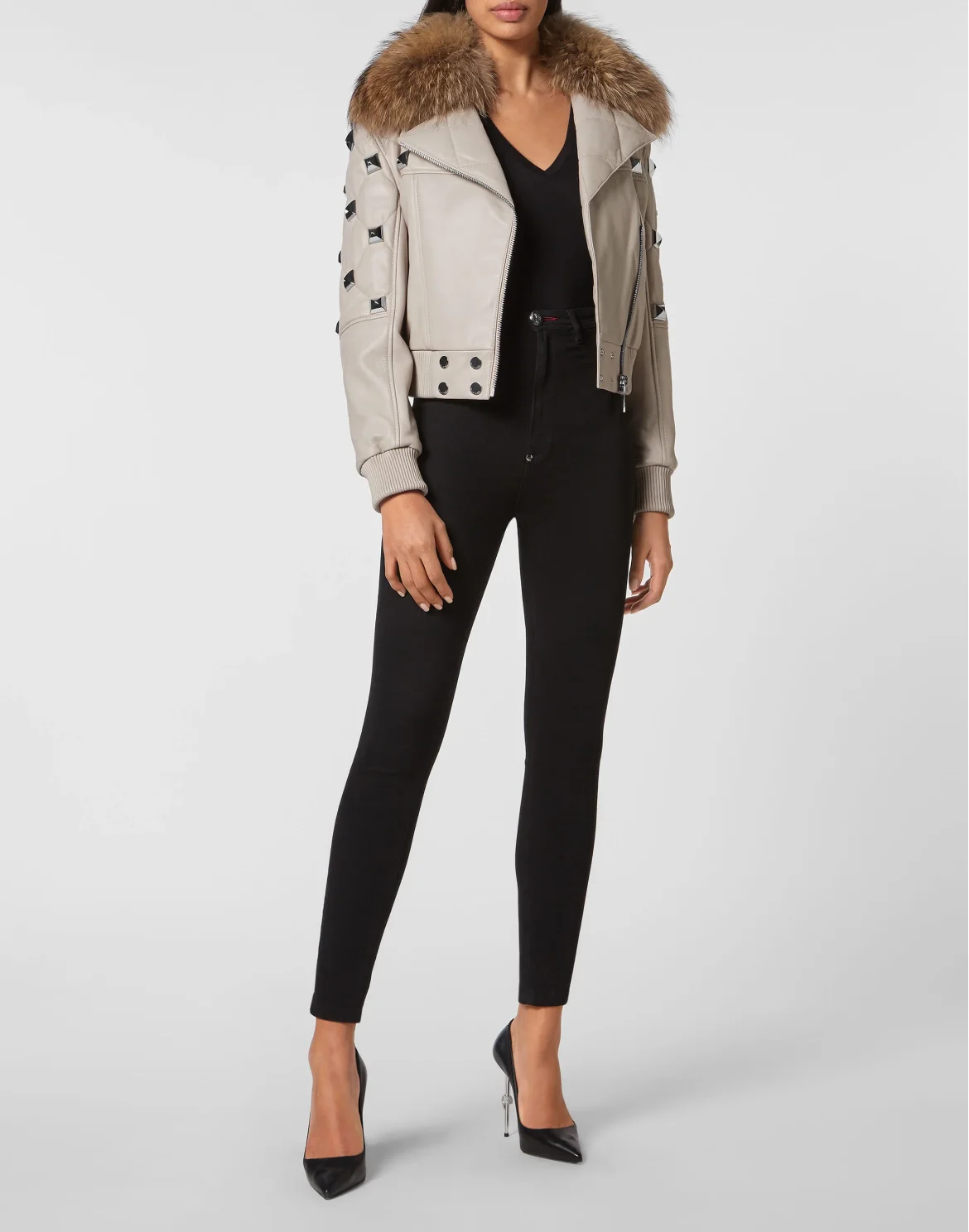 Leather Bomber, цвет: Бежевый