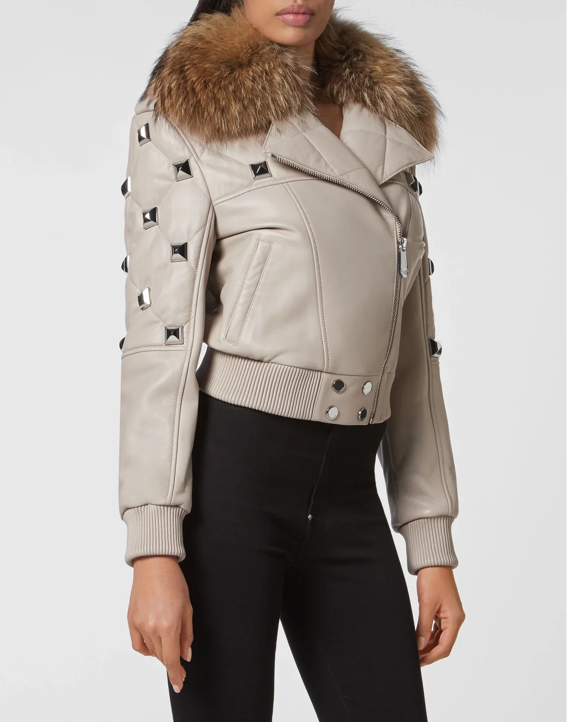 Leather Bomber, цвет: Бежевый