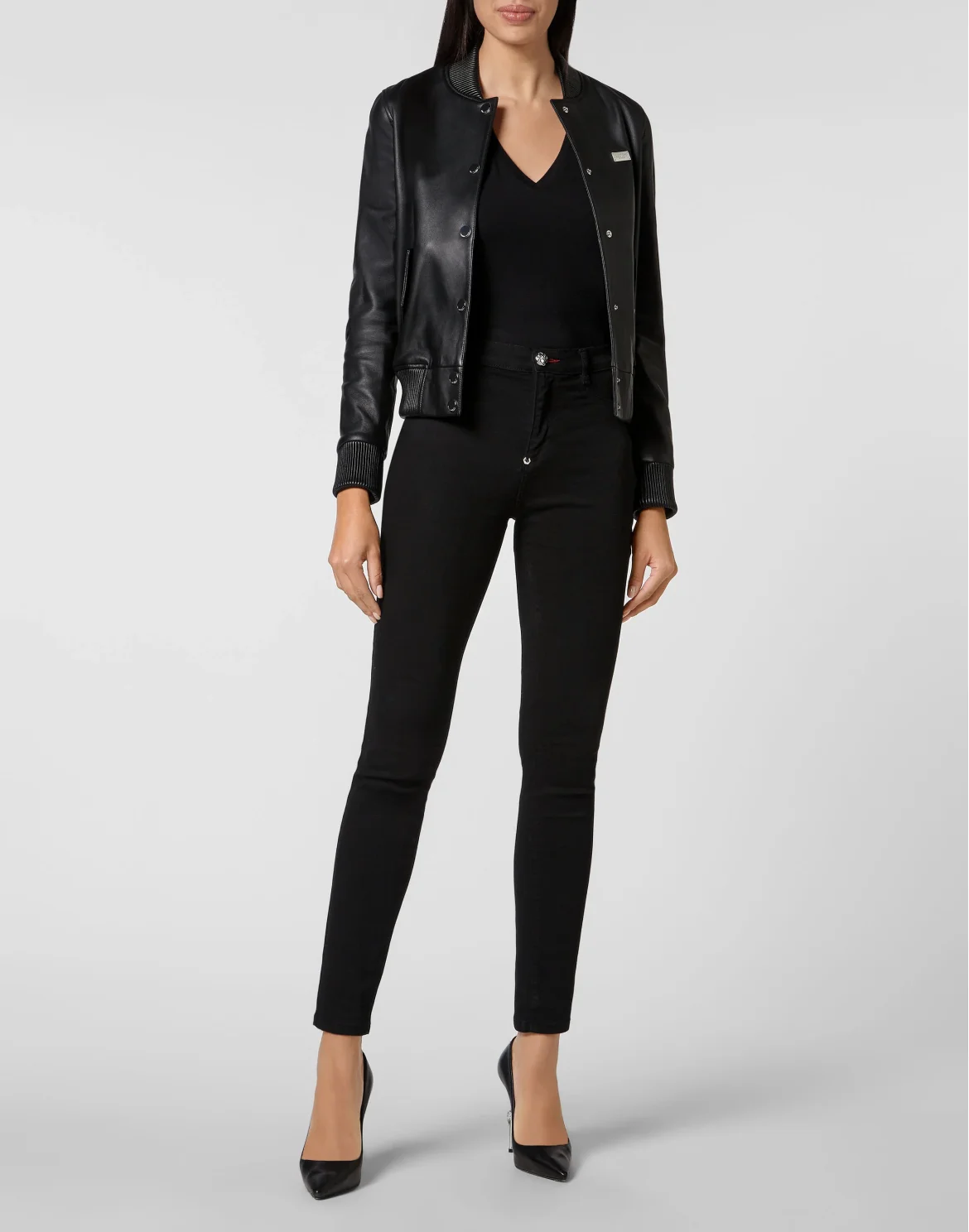 Leather Bomber, цвет: Черный