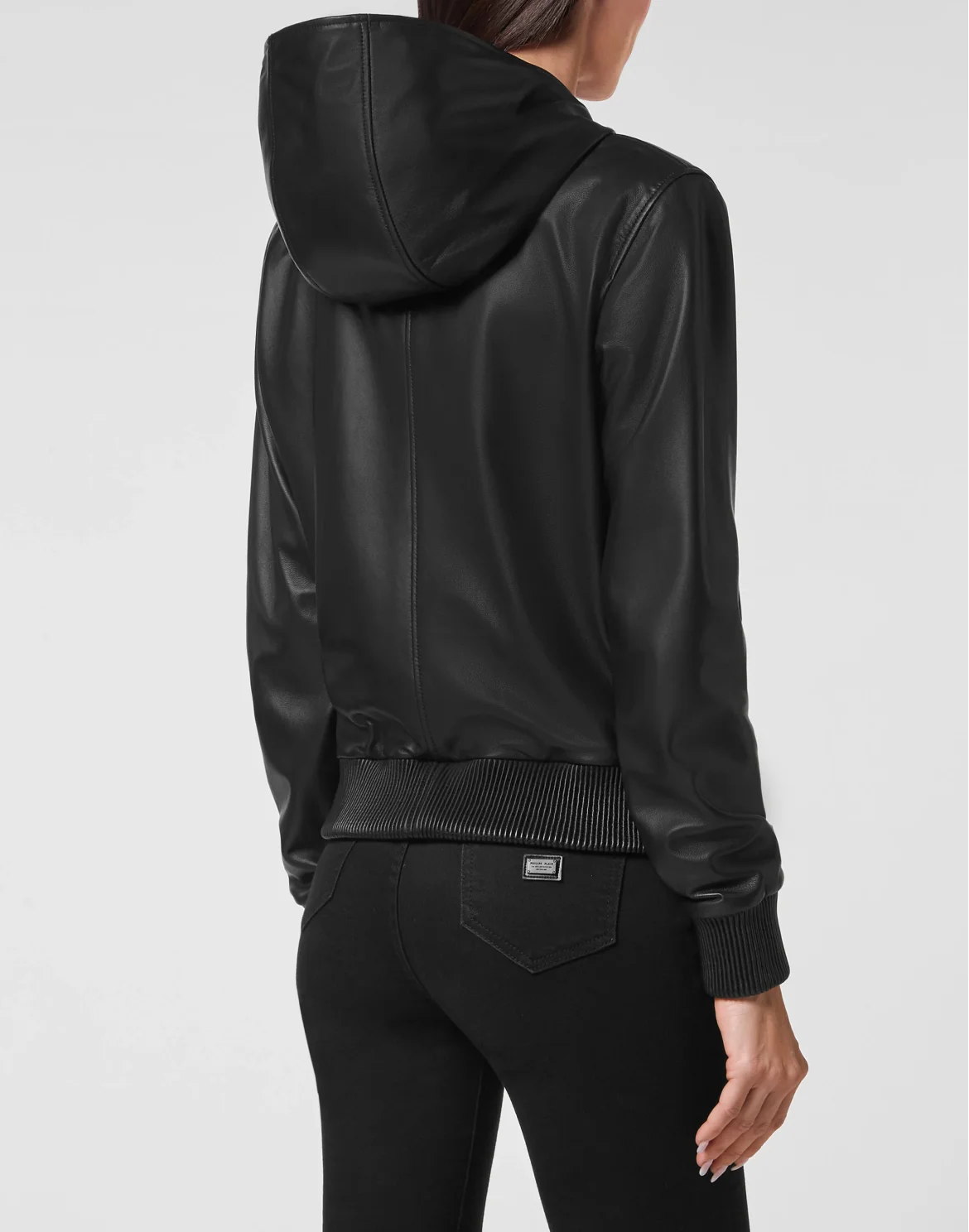 Leather Full Zip Hoody Skull strass, цвет: Черный