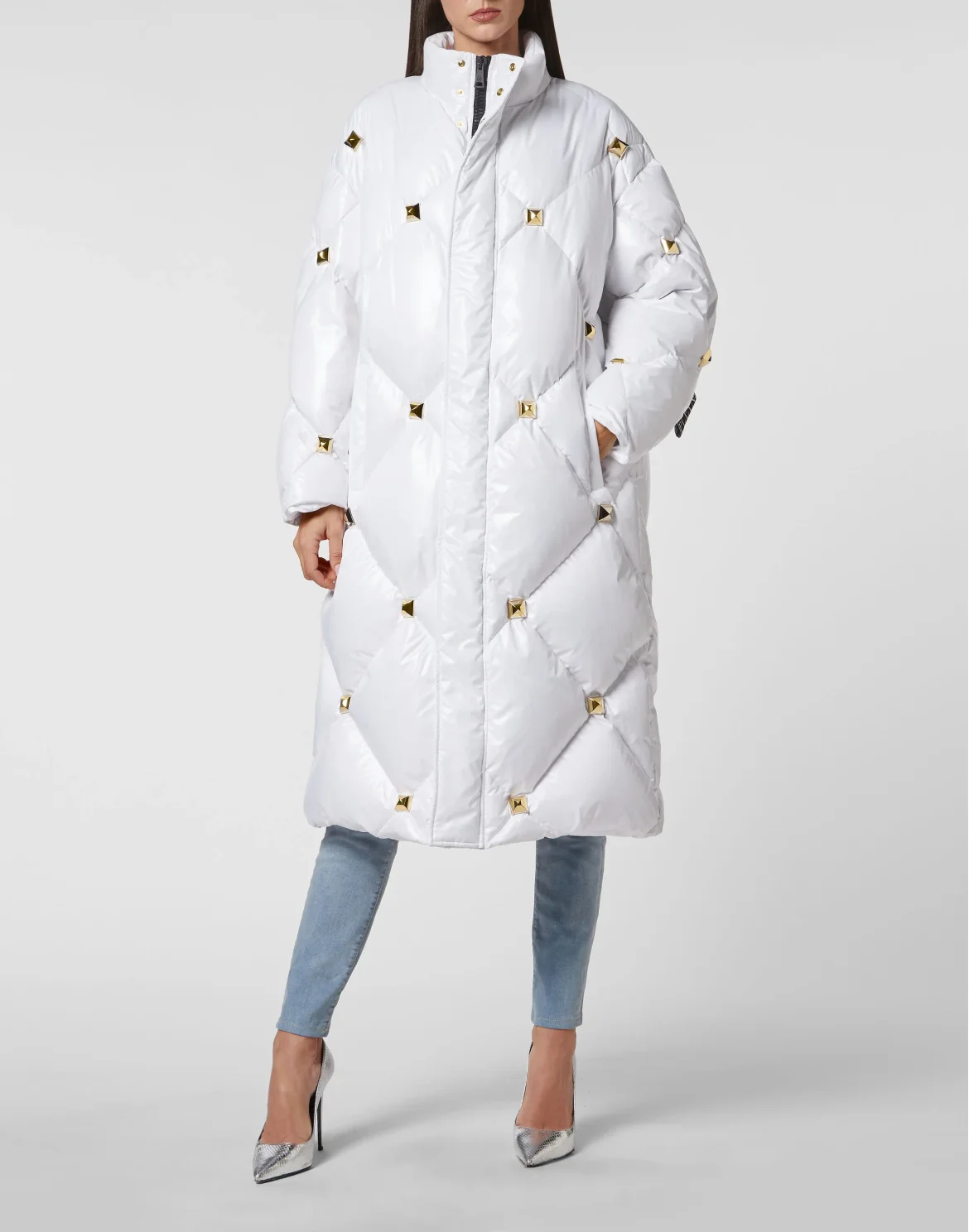 Long Puffer Jacket Nylon shiny, цвет: Белый