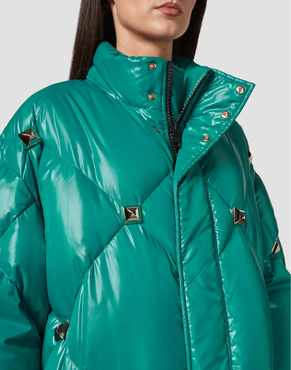 Long Puffer Jacket, цвет: Зеленый