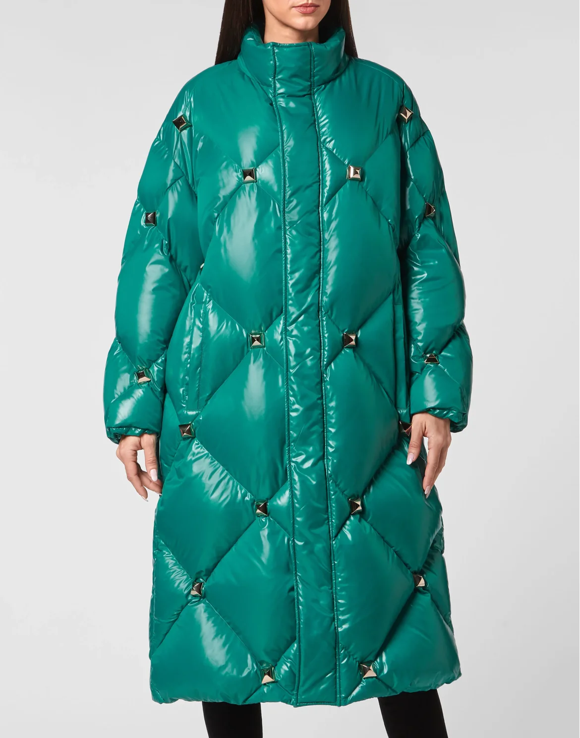 Long Puffer Jacket, цвет: Зеленый