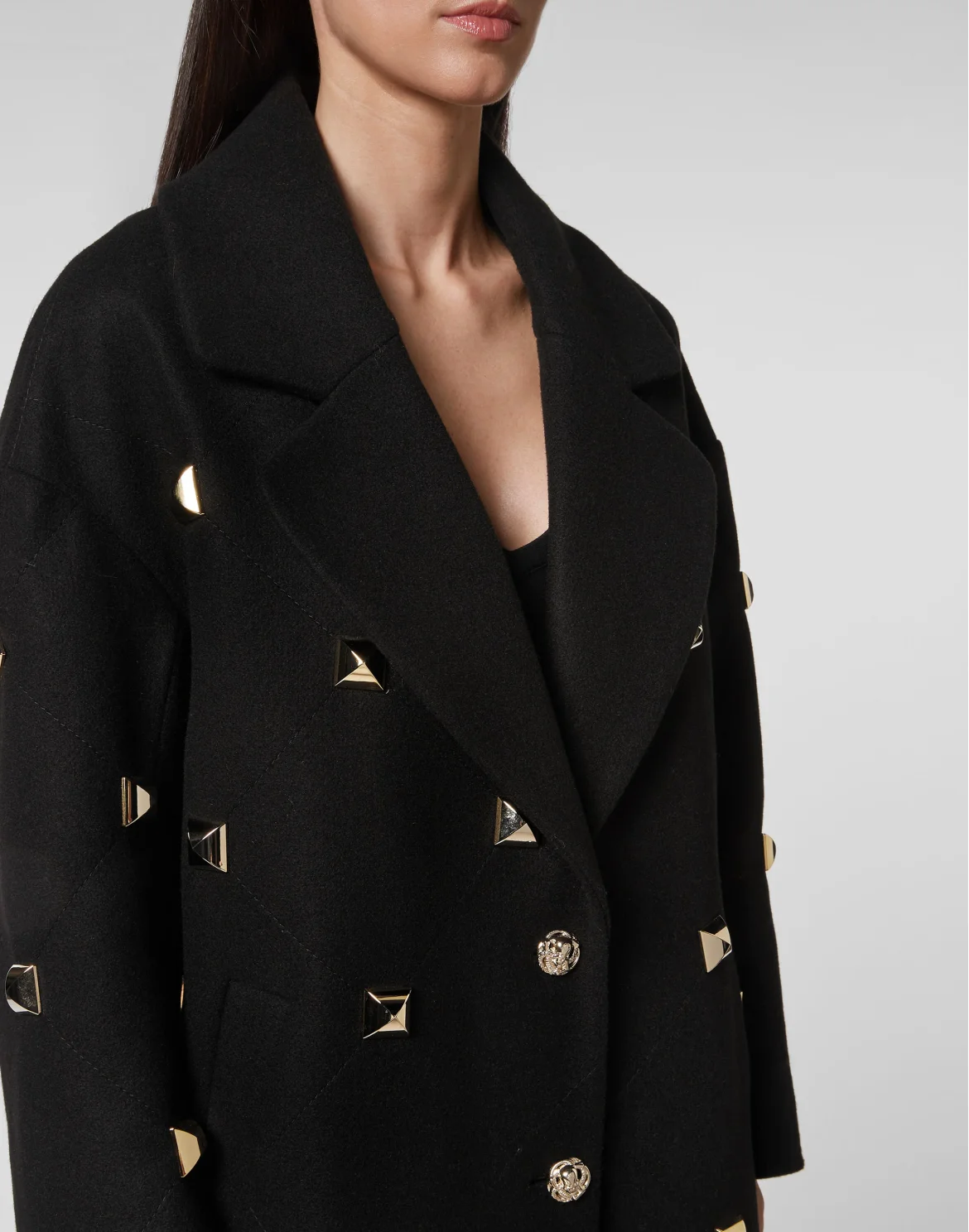 Oversize Coat Studs, цвет: Черный