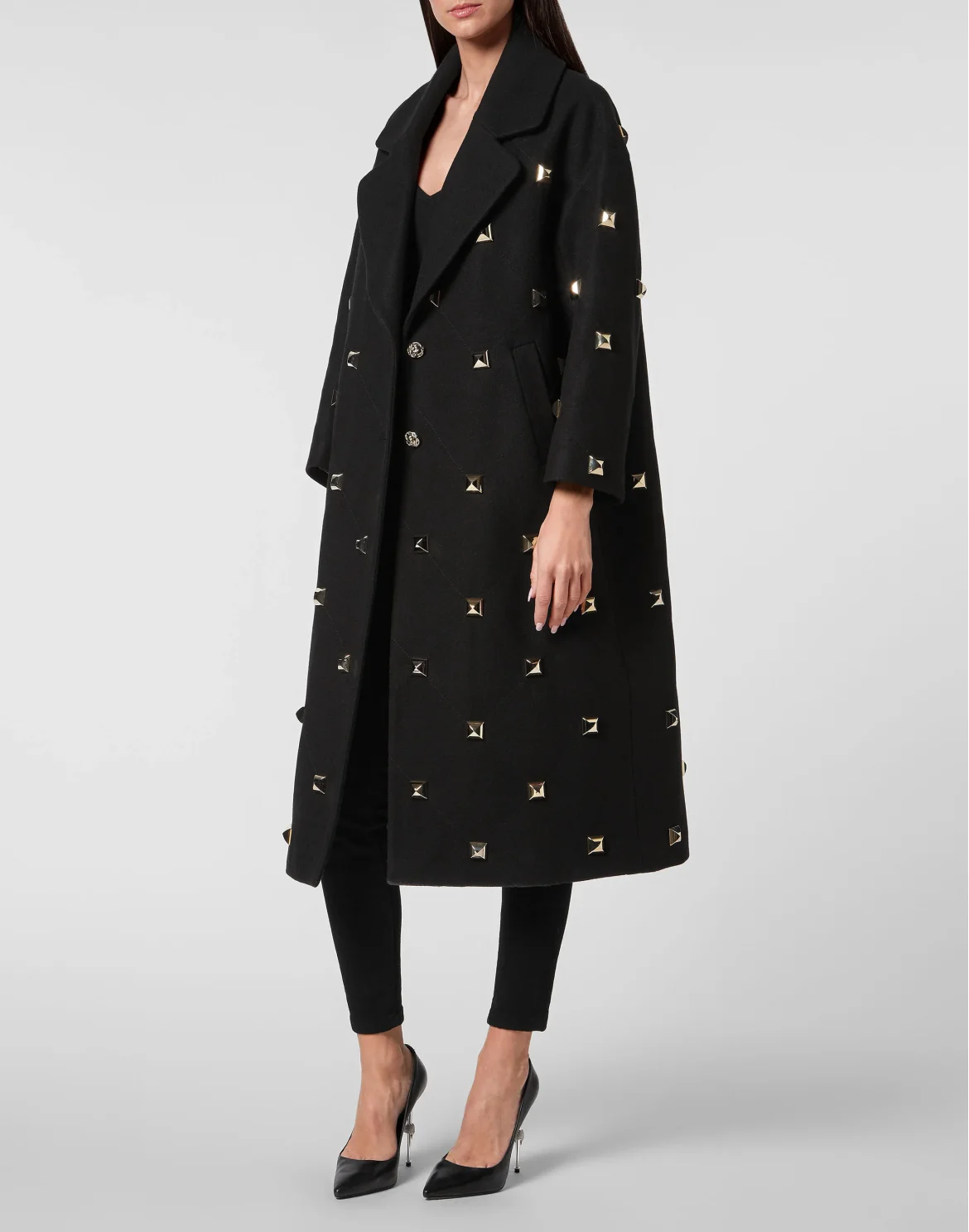 Oversize Coat Studs, цвет: Черный