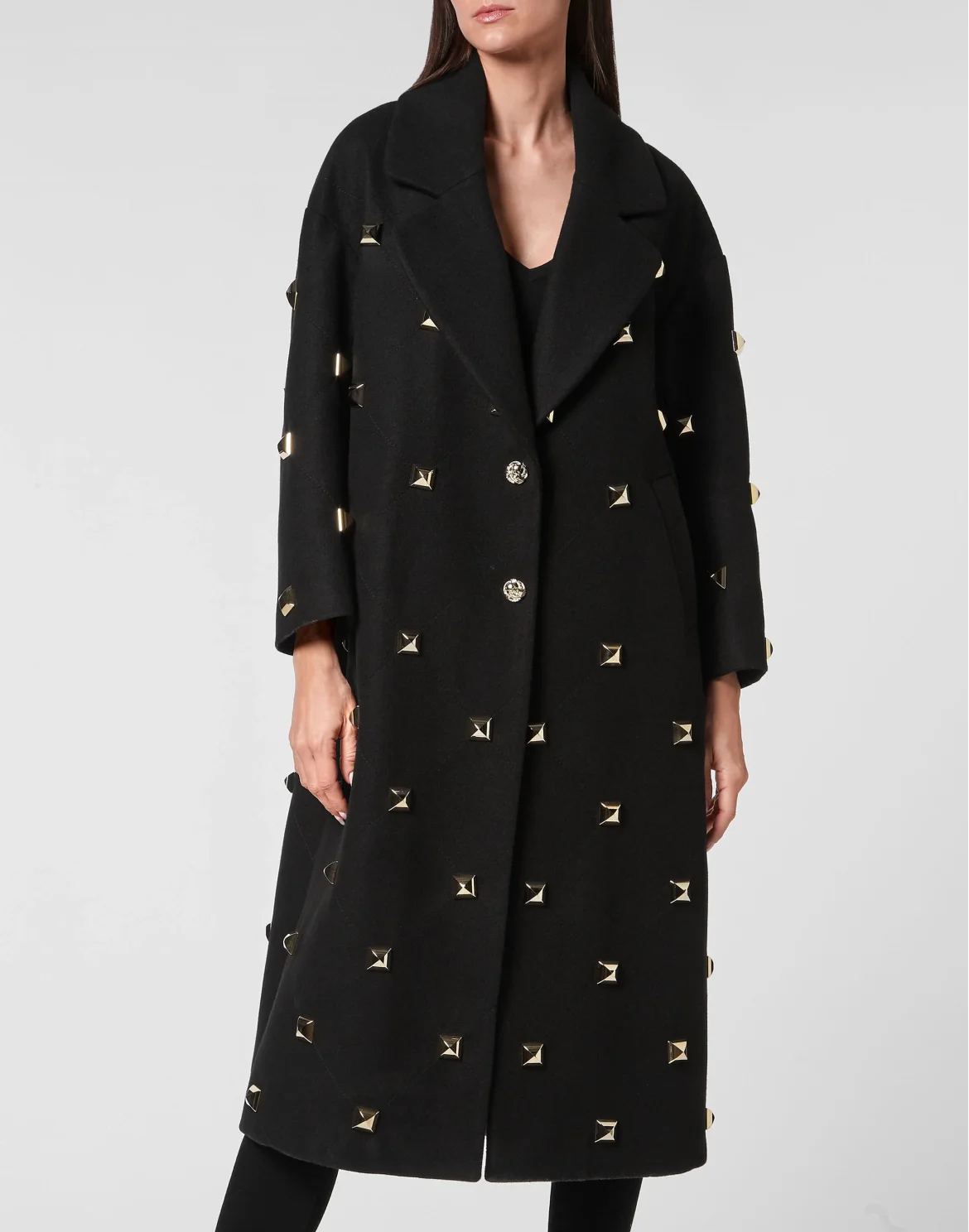 Oversize Coat Studs, цвет: Черный