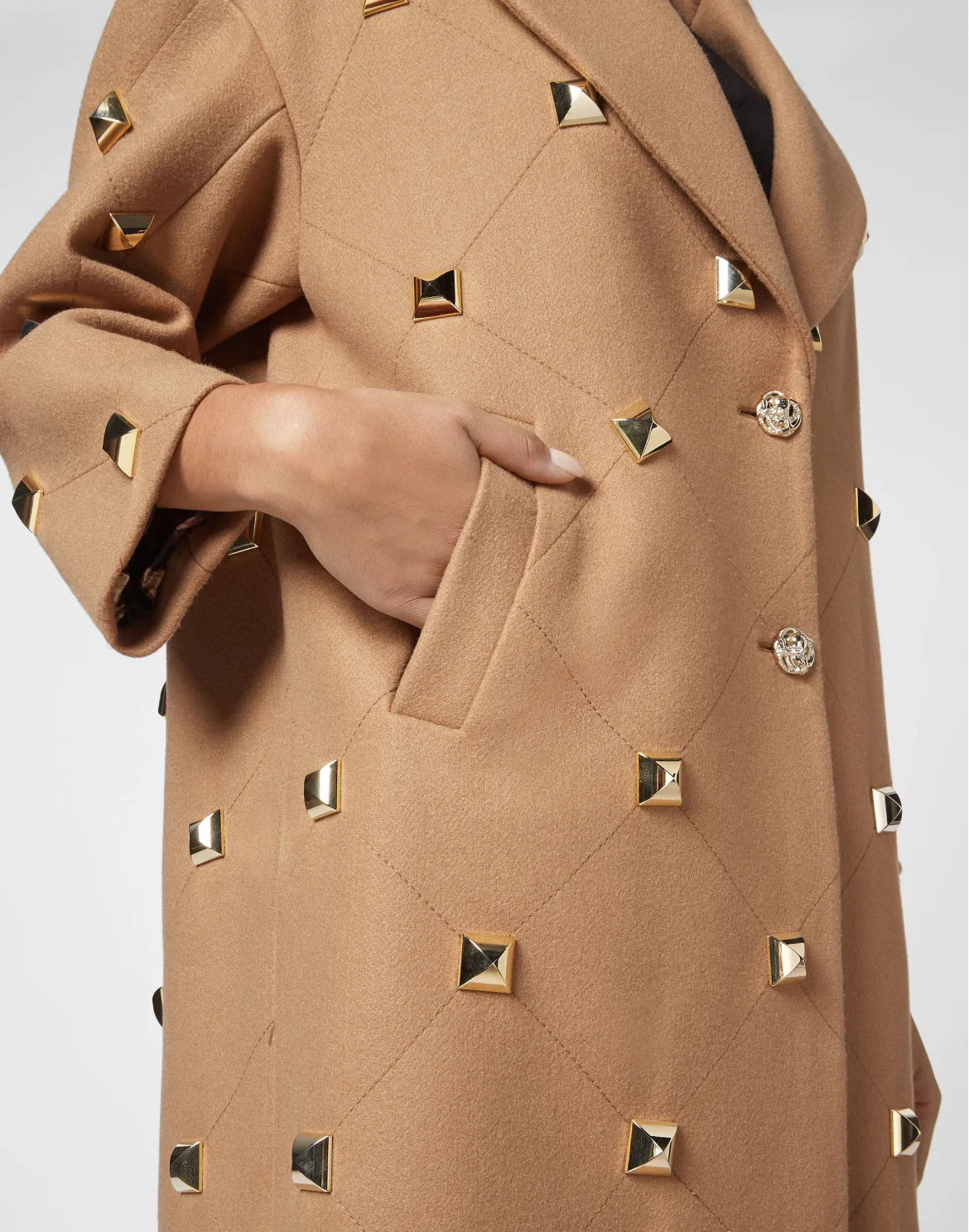 Oversize Coat Studs, цвет: Бежевый