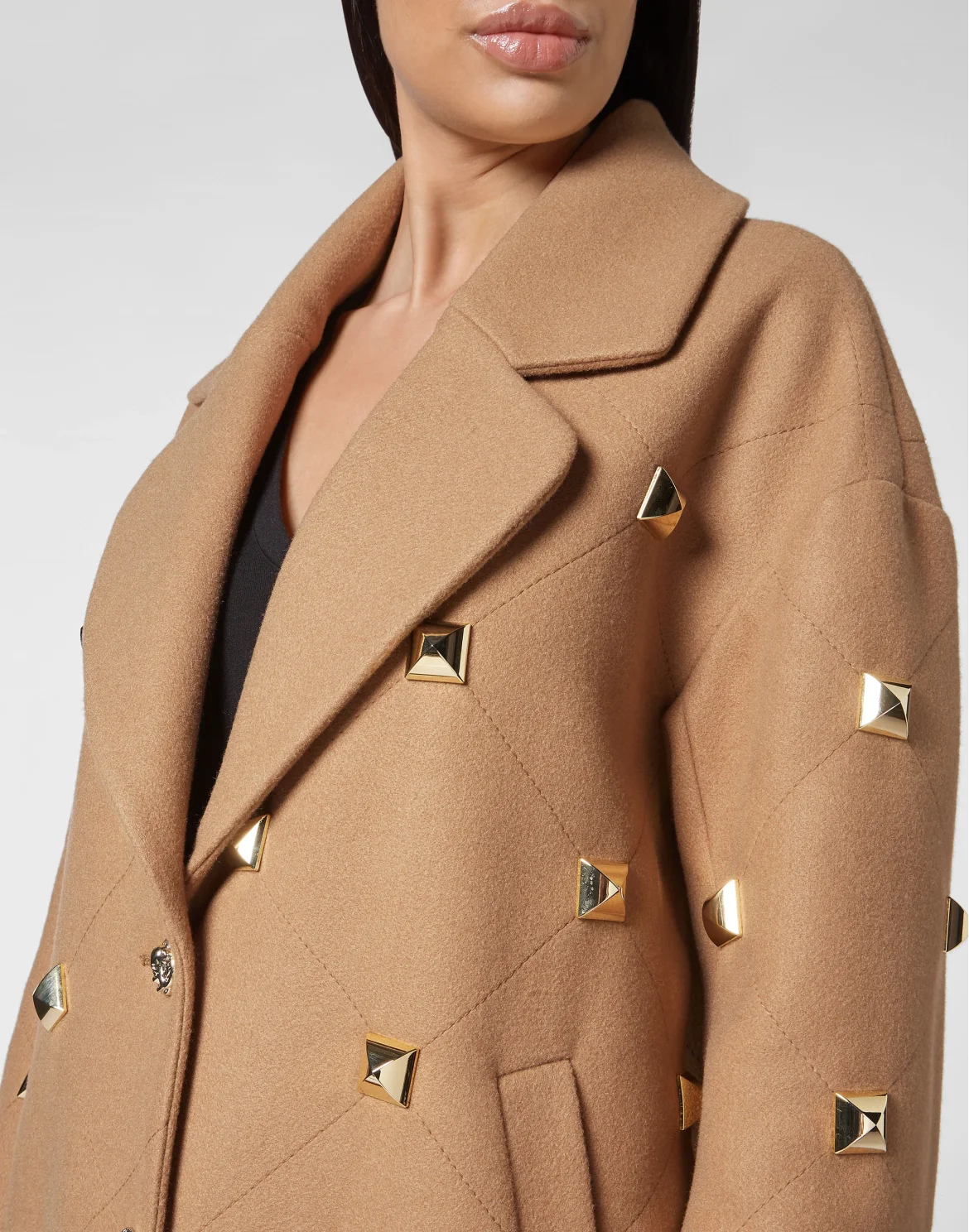 Oversize Coat Studs, цвет: Бежевый