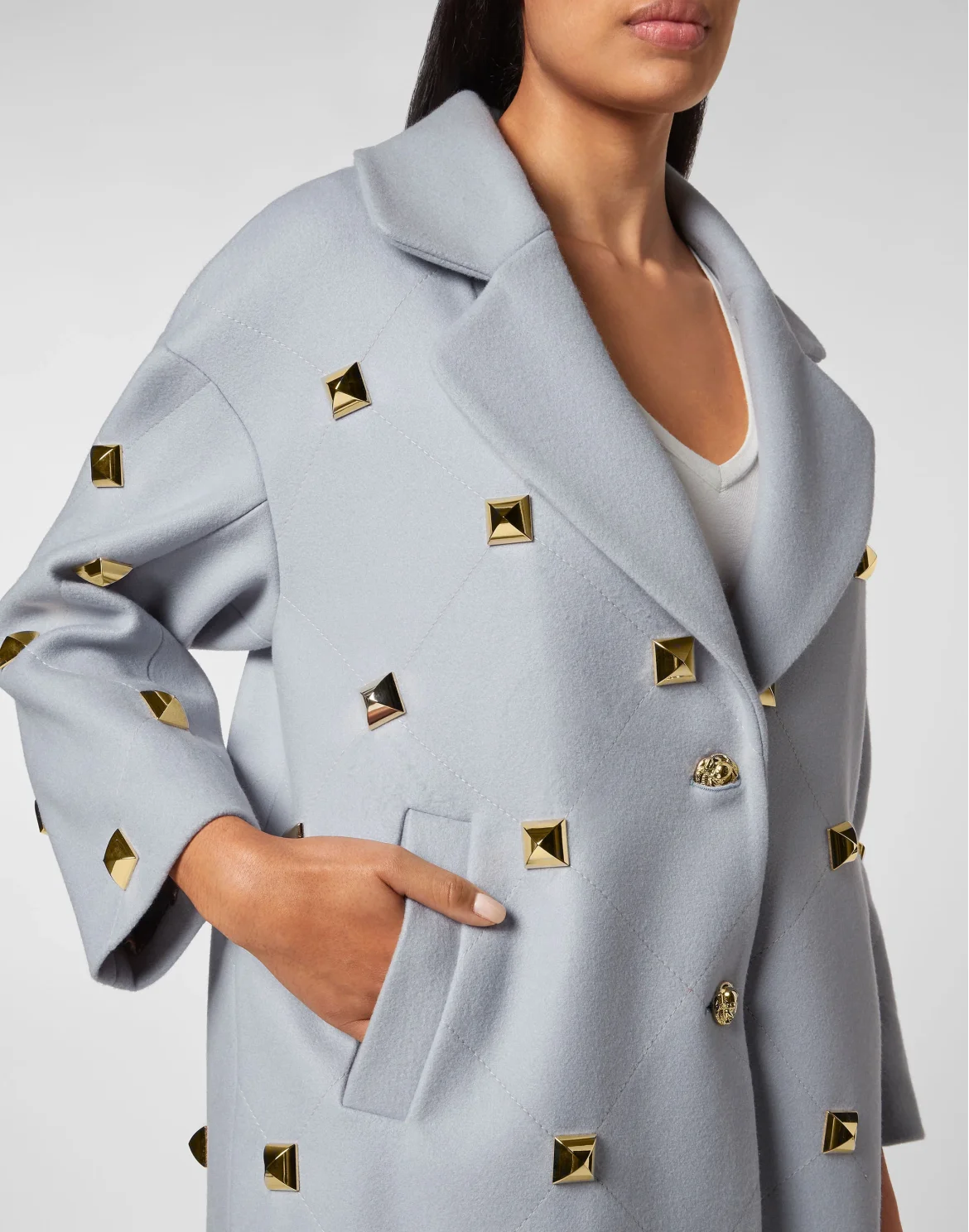 Oversize Coat Studs, цвет: Голубой