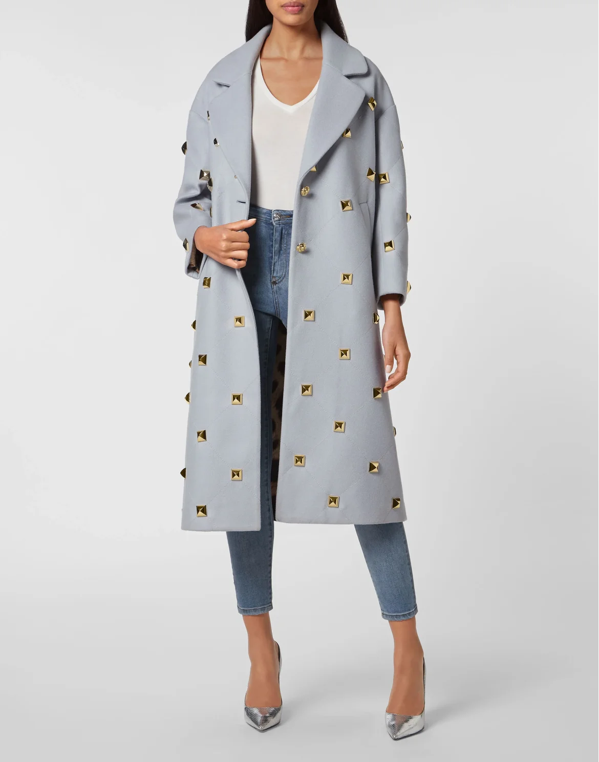 Oversize Coat Studs, цвет: Голубой