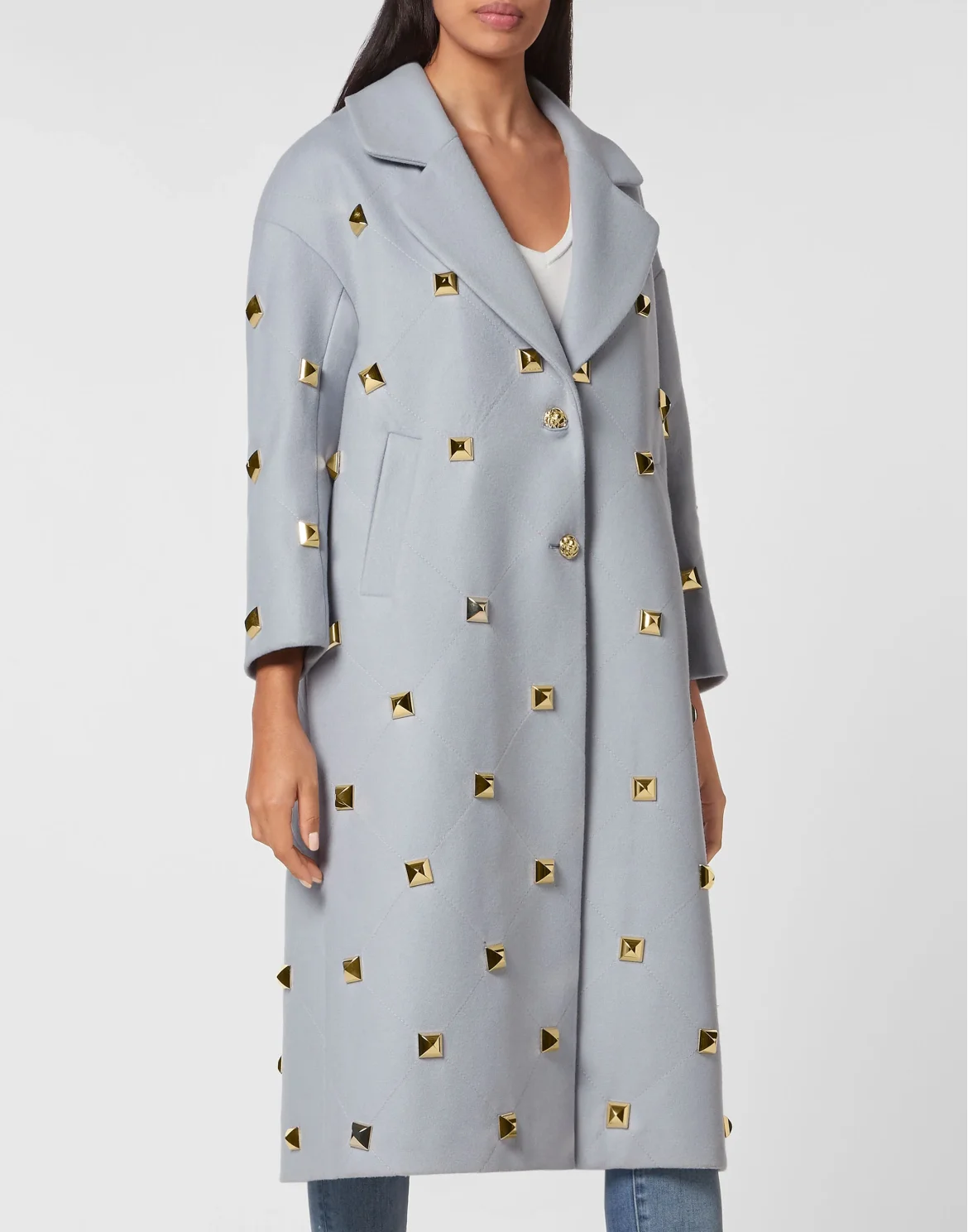 Oversize Coat Studs, цвет: Голубой