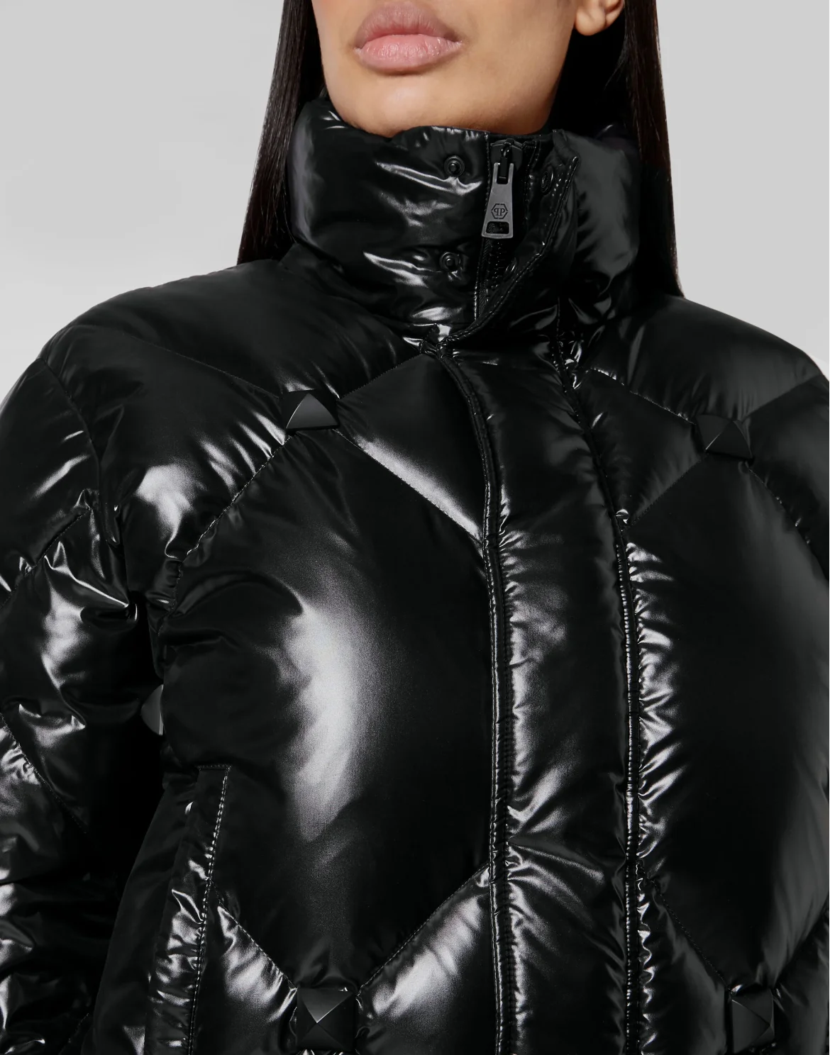Short Puffer Jacket Nylon Rubber Matt, цвет: Черный