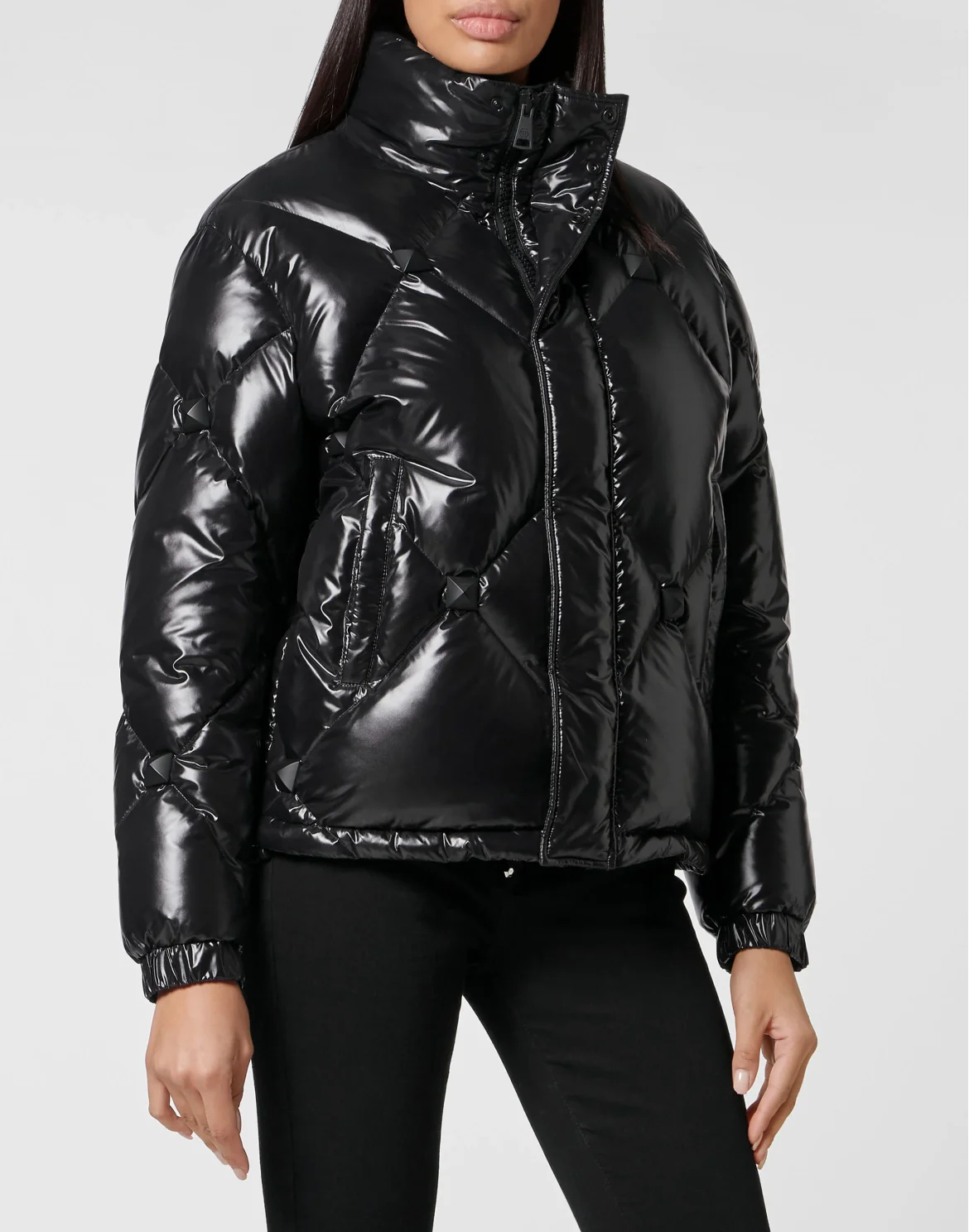 Short Puffer Jacket Nylon Rubber Matt, цвет: Черный