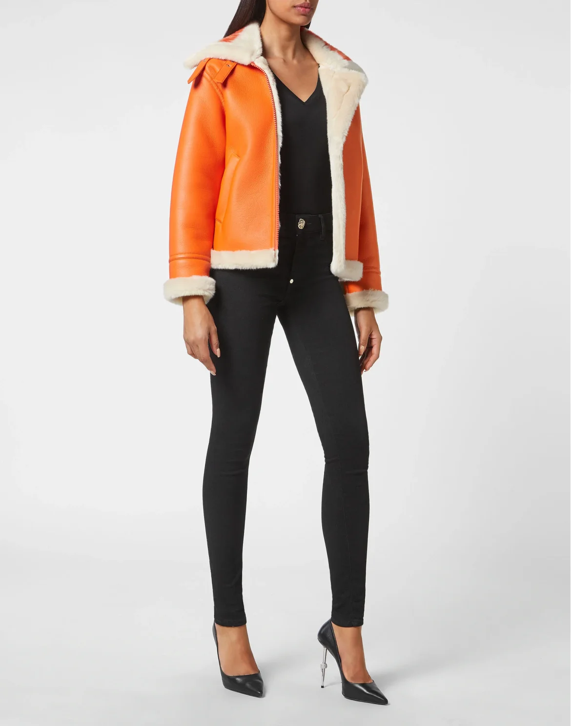 Eco fur Aviator Coat Philipp Plein TM, цвет: Оранжевый