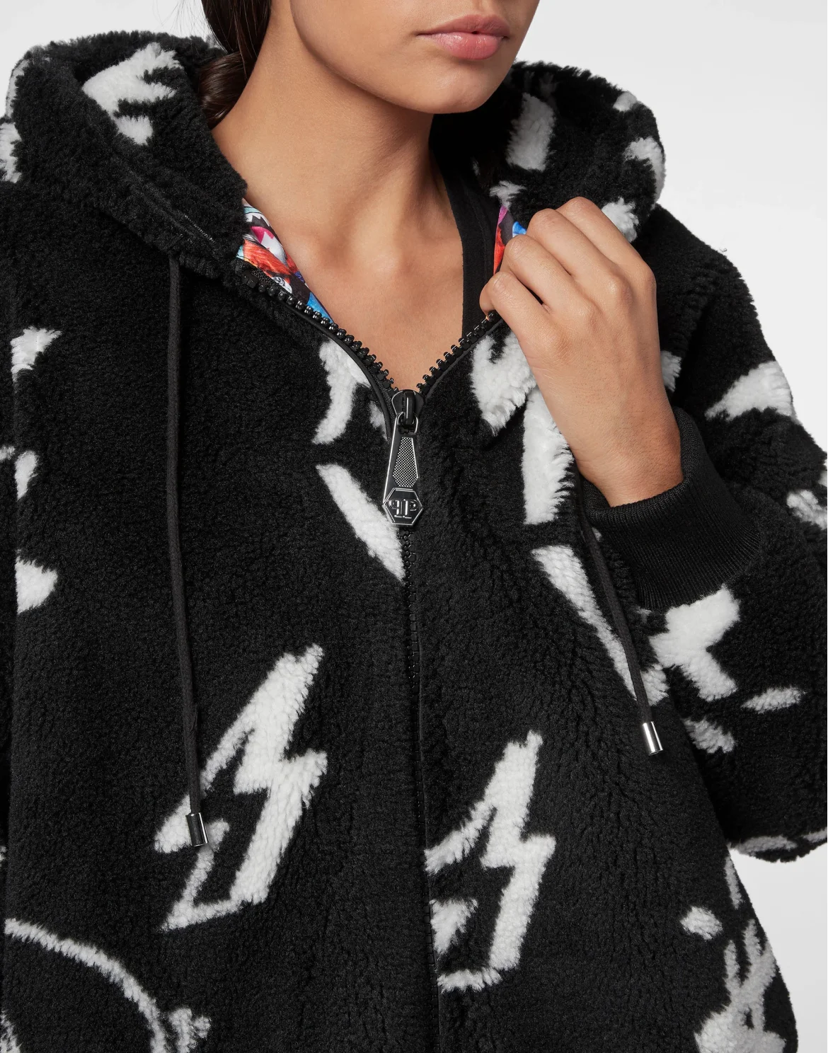 Eco fur Bomber Monogram, цвет: Черный