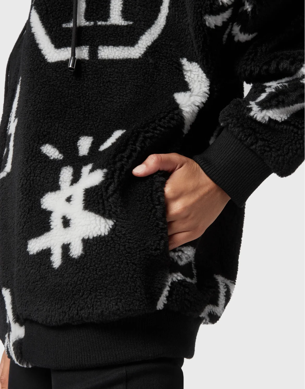 Eco fur Bomber Monogram, цвет: Черный