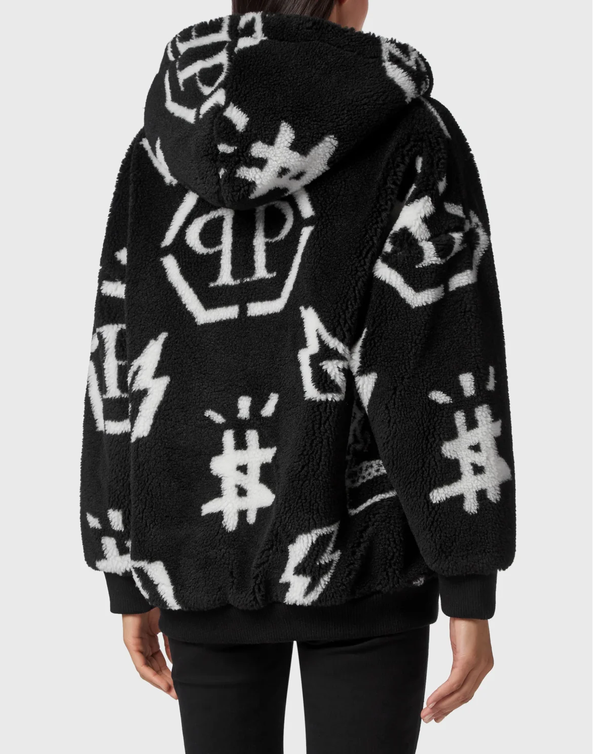 Eco fur Bomber Monogram, цвет: Черный