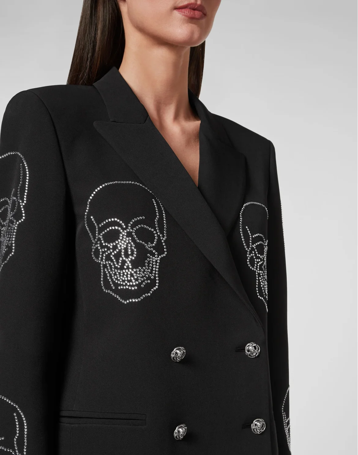 Boxy Blazer Crystal Skull with Crystals, цвет: Черный