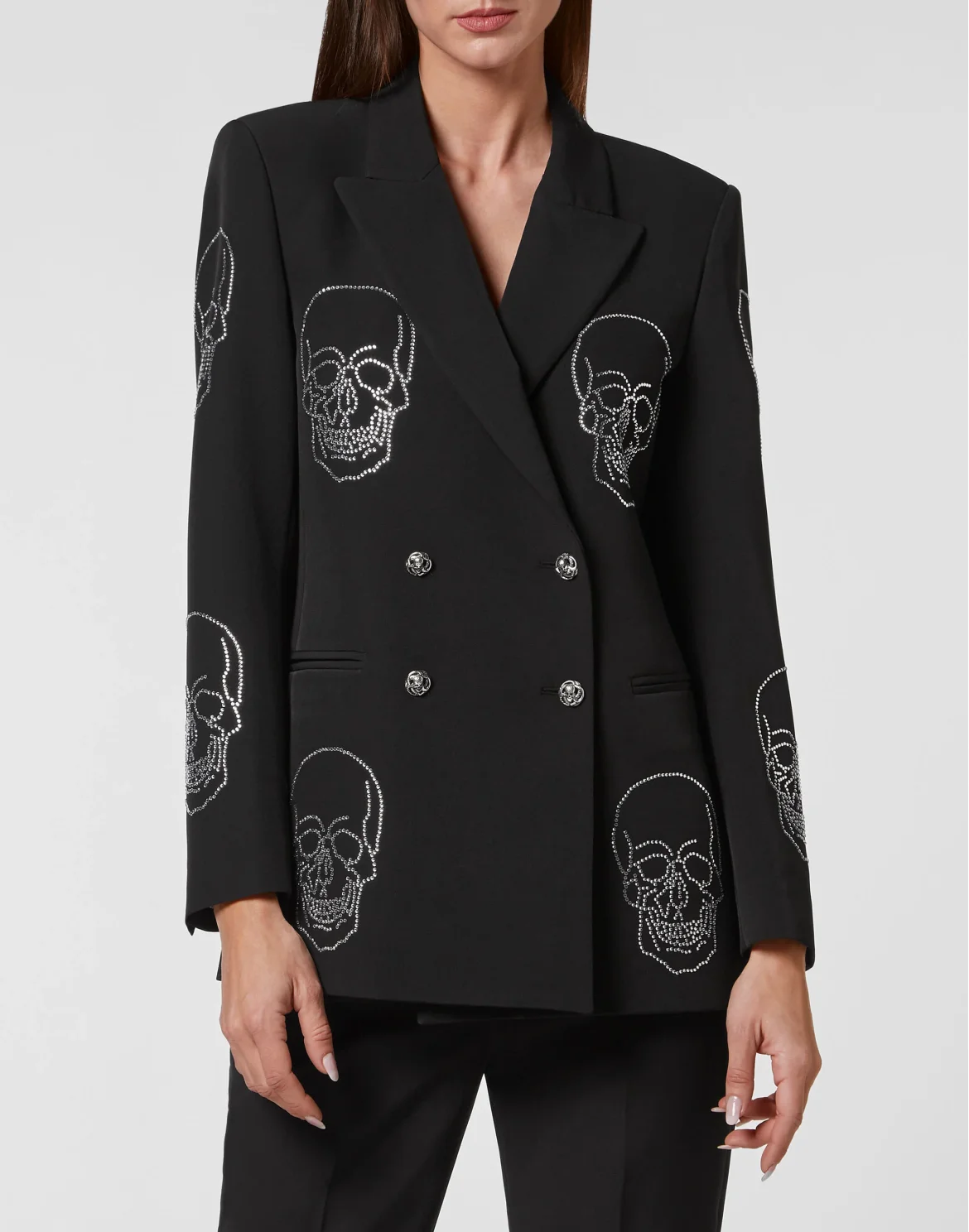 Boxy Blazer Crystal Skull with Crystals, цвет: Черный