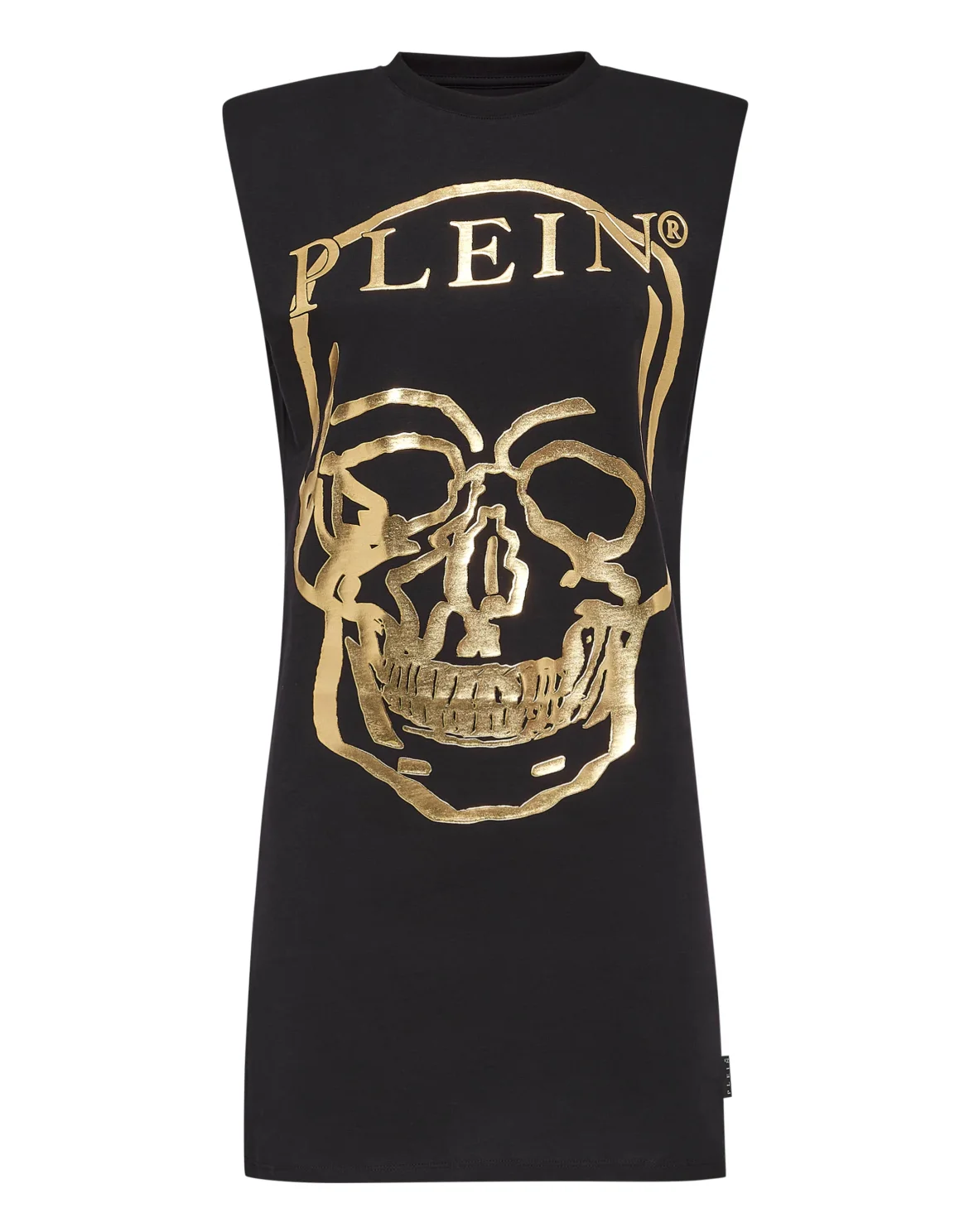 Sleeveless short dress Skull and Plein with Crystals, цвет: Черный