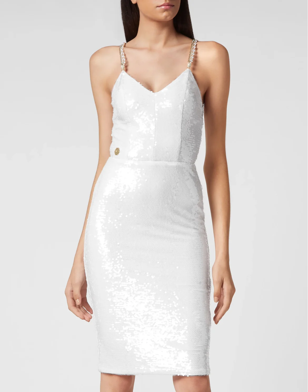 Midi Dress with Crystals, цвет: Белый
