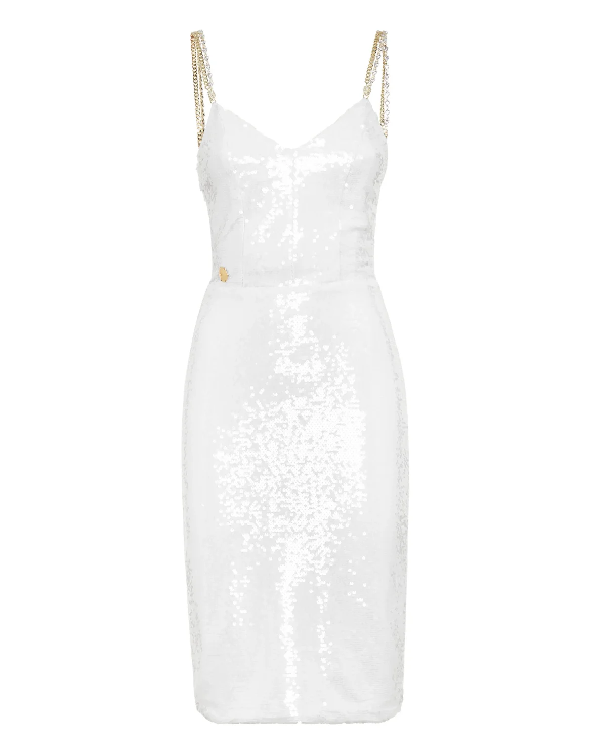 Midi Dress with Crystals, цвет: Белый