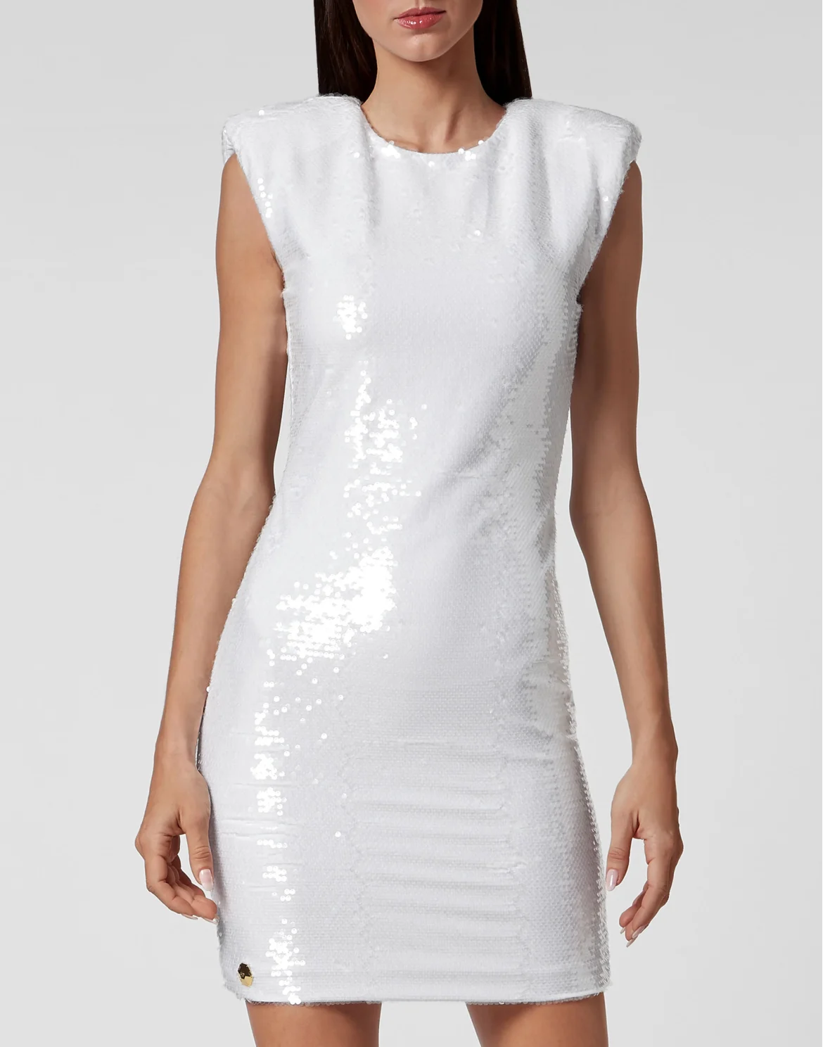 T-shirt Dress Sleeveless  with Crystals, цвет: Белый