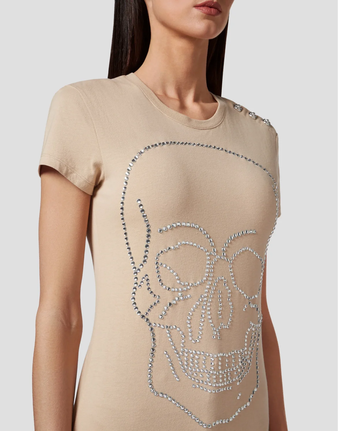 T-shirt Sexy Pure with Crystals, цвет: Бежевый