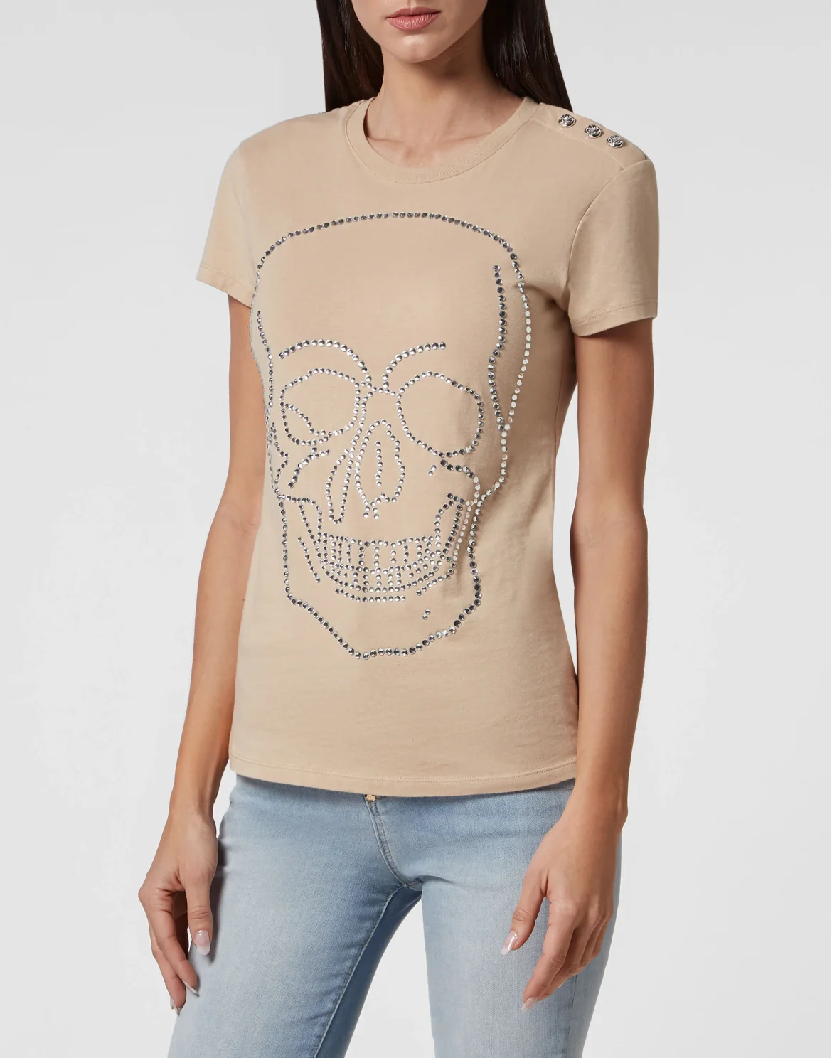 T-shirt Sexy Pure with Crystals, цвет: Бежевый