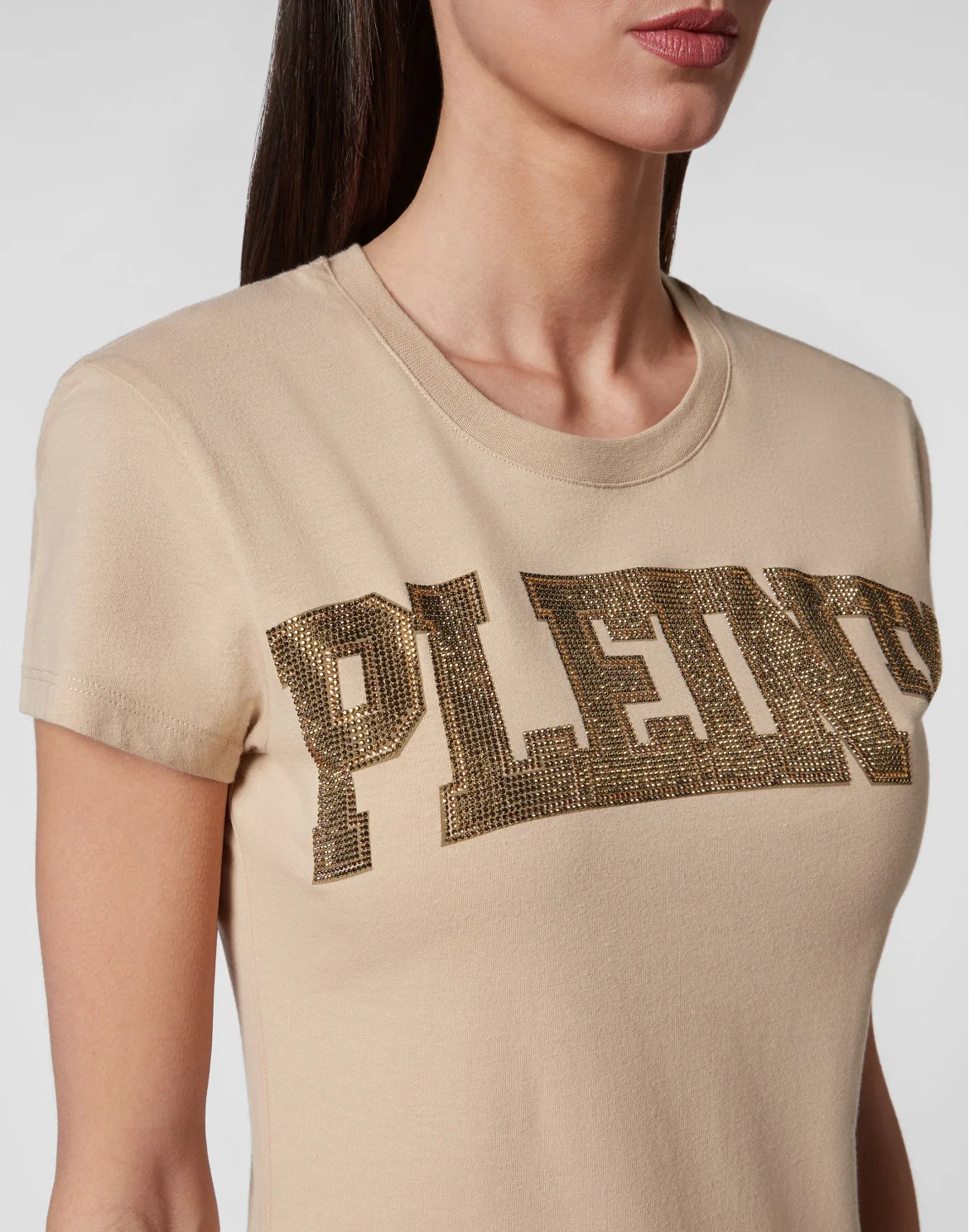 T-shirt Sexy Pure with Crystals, цвет: Бежевый