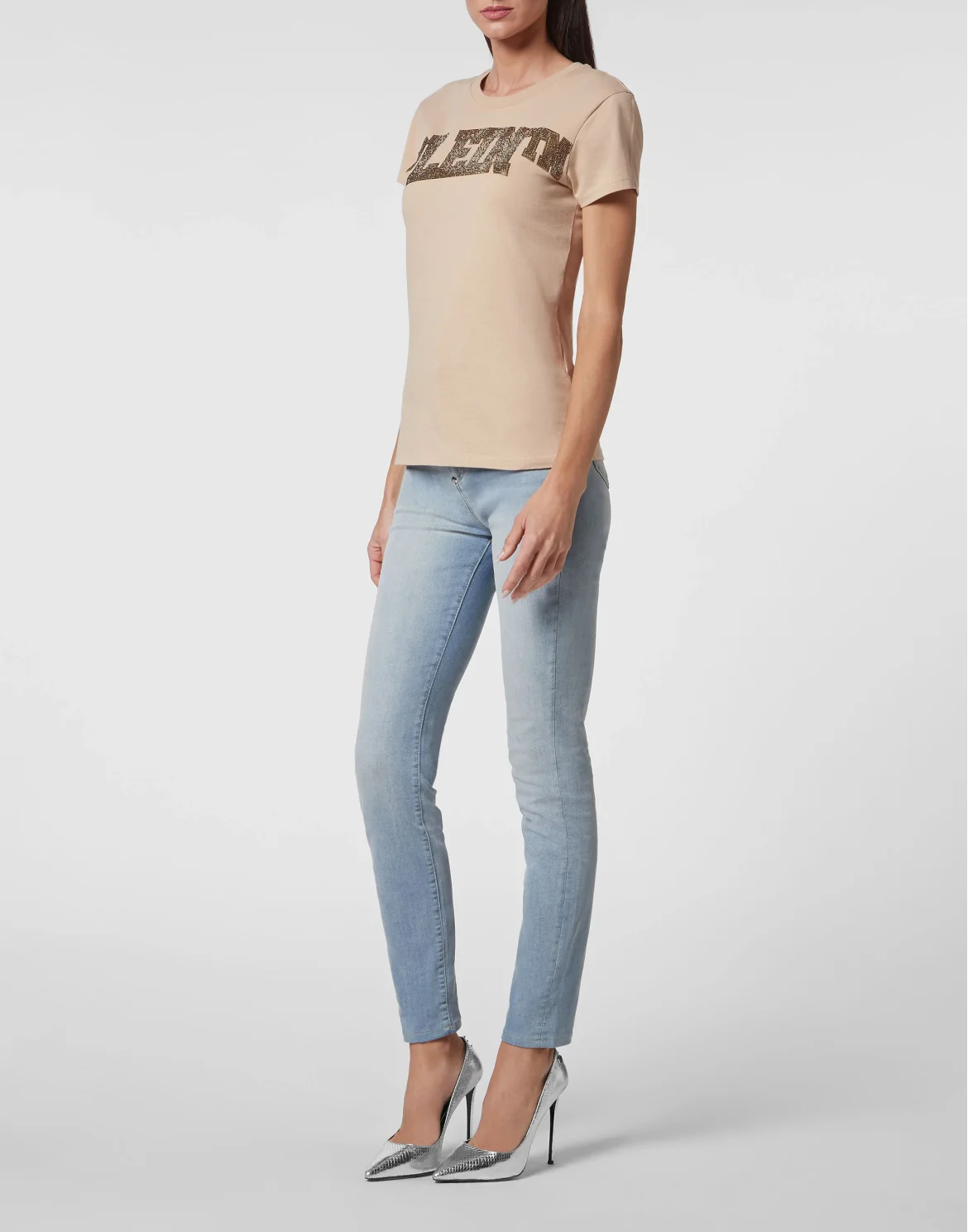 T-shirt Sexy Pure with Crystals, цвет: Бежевый