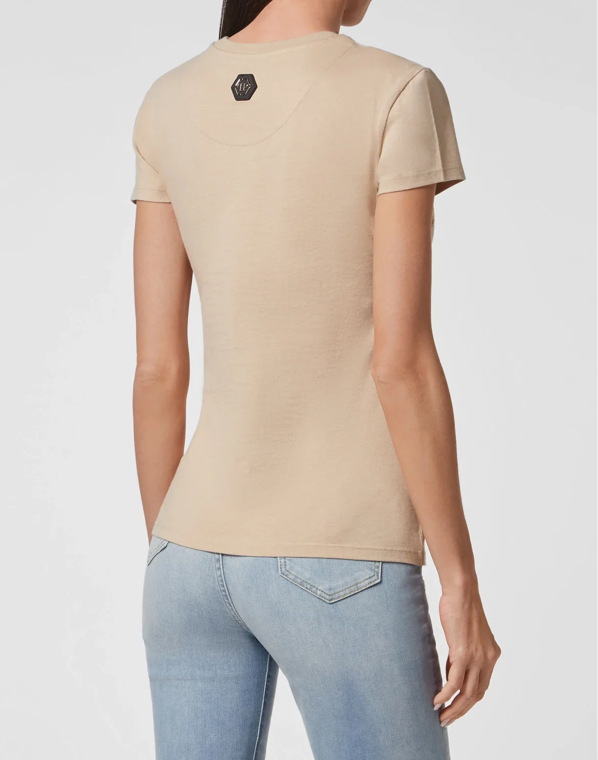 T-shirt Sexy Pure with Crystals, цвет: Бежевый